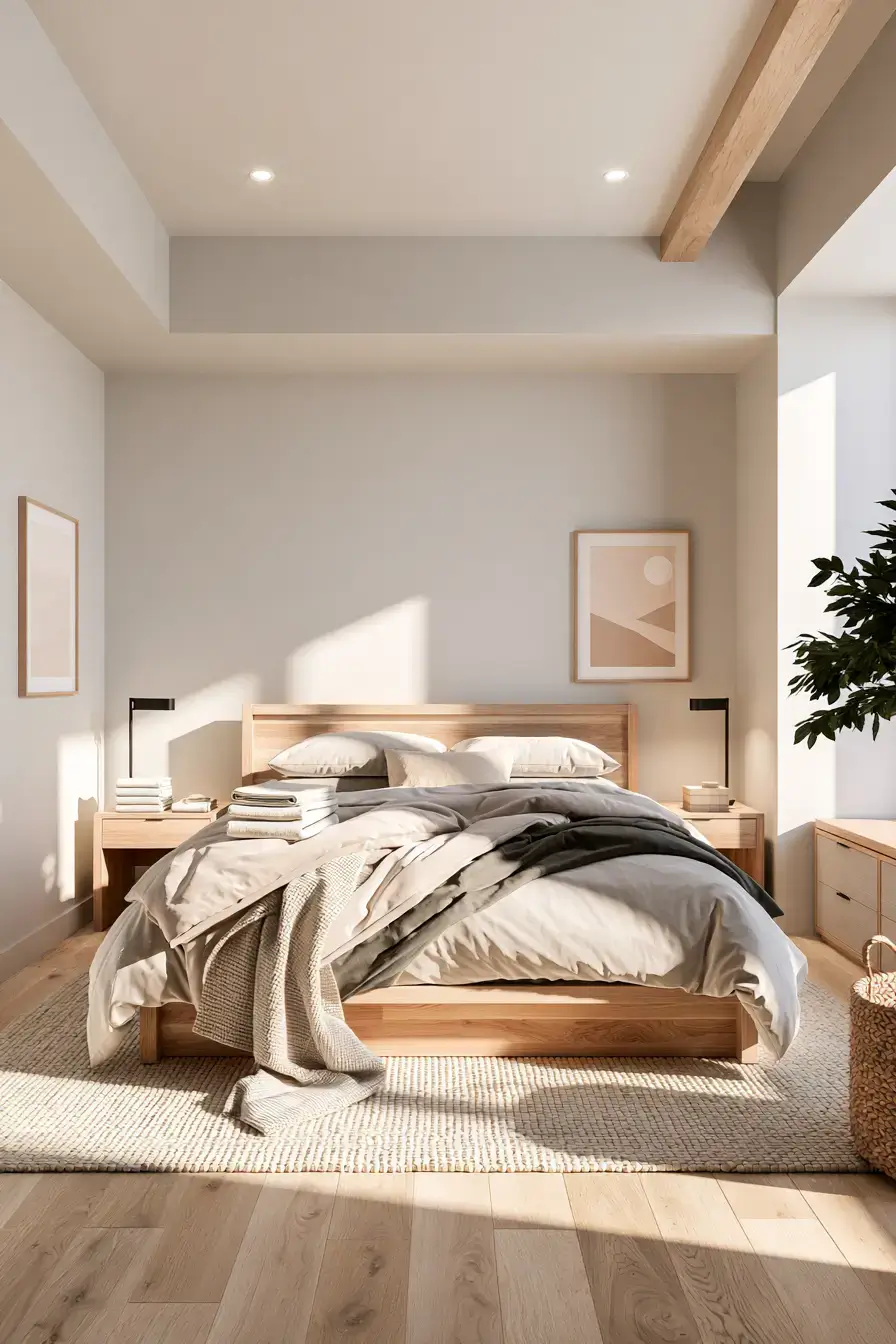 29 Japandi Style Bedroom Ideas with a Linen Platform Bed