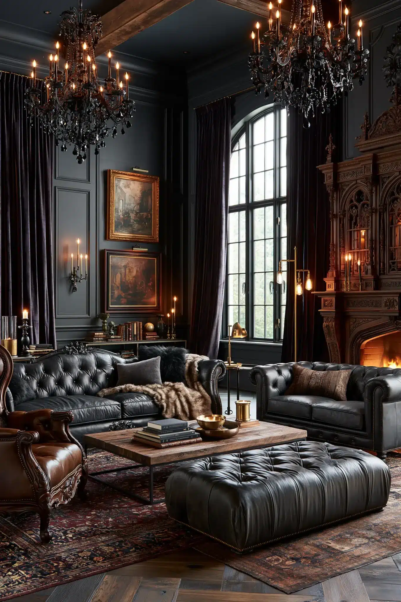 29 Gothic Living Room Ideas for a Space With Vaulted Drama gothic living room