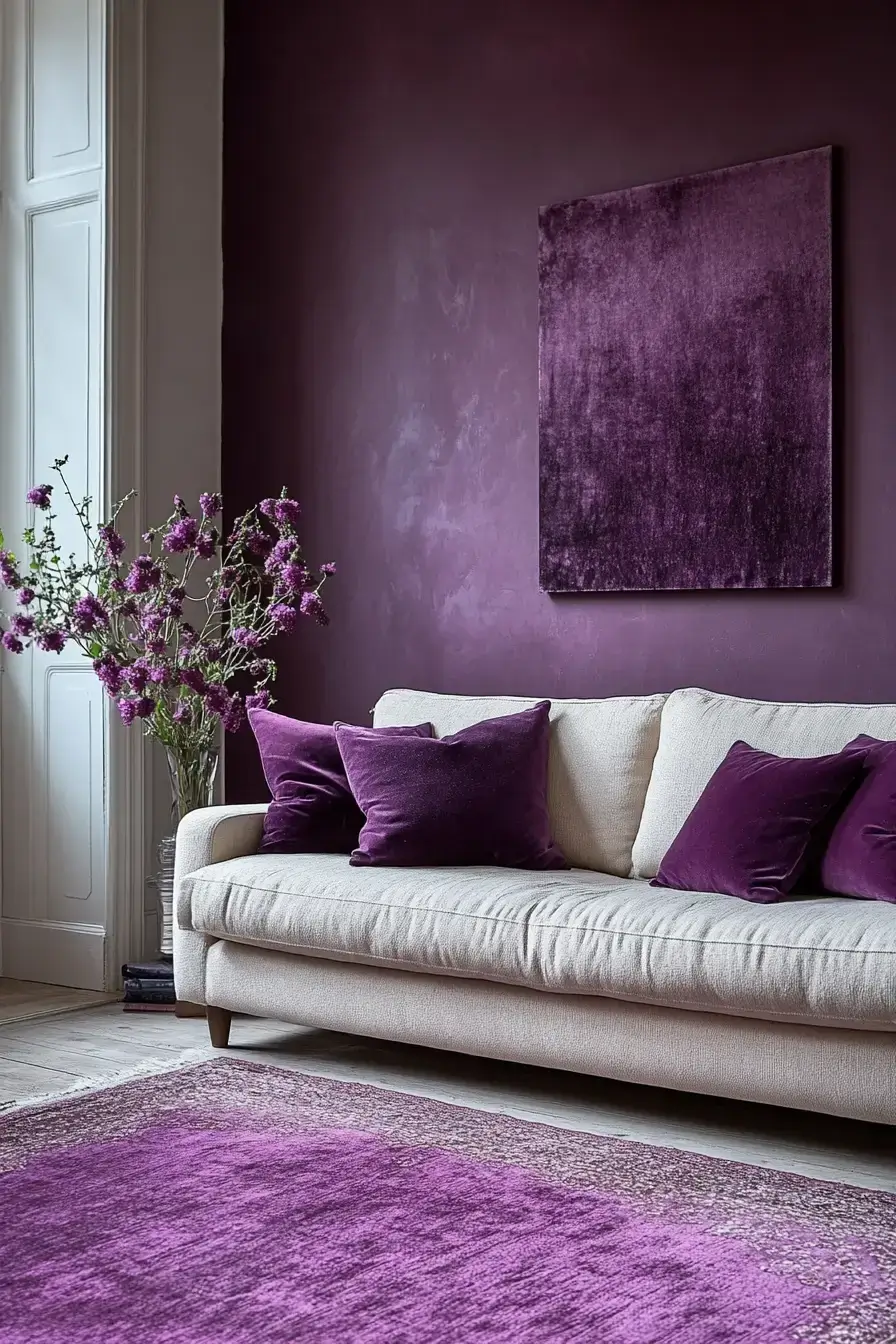 29 Purple Living Room Ideas with a Plum Accent Chair