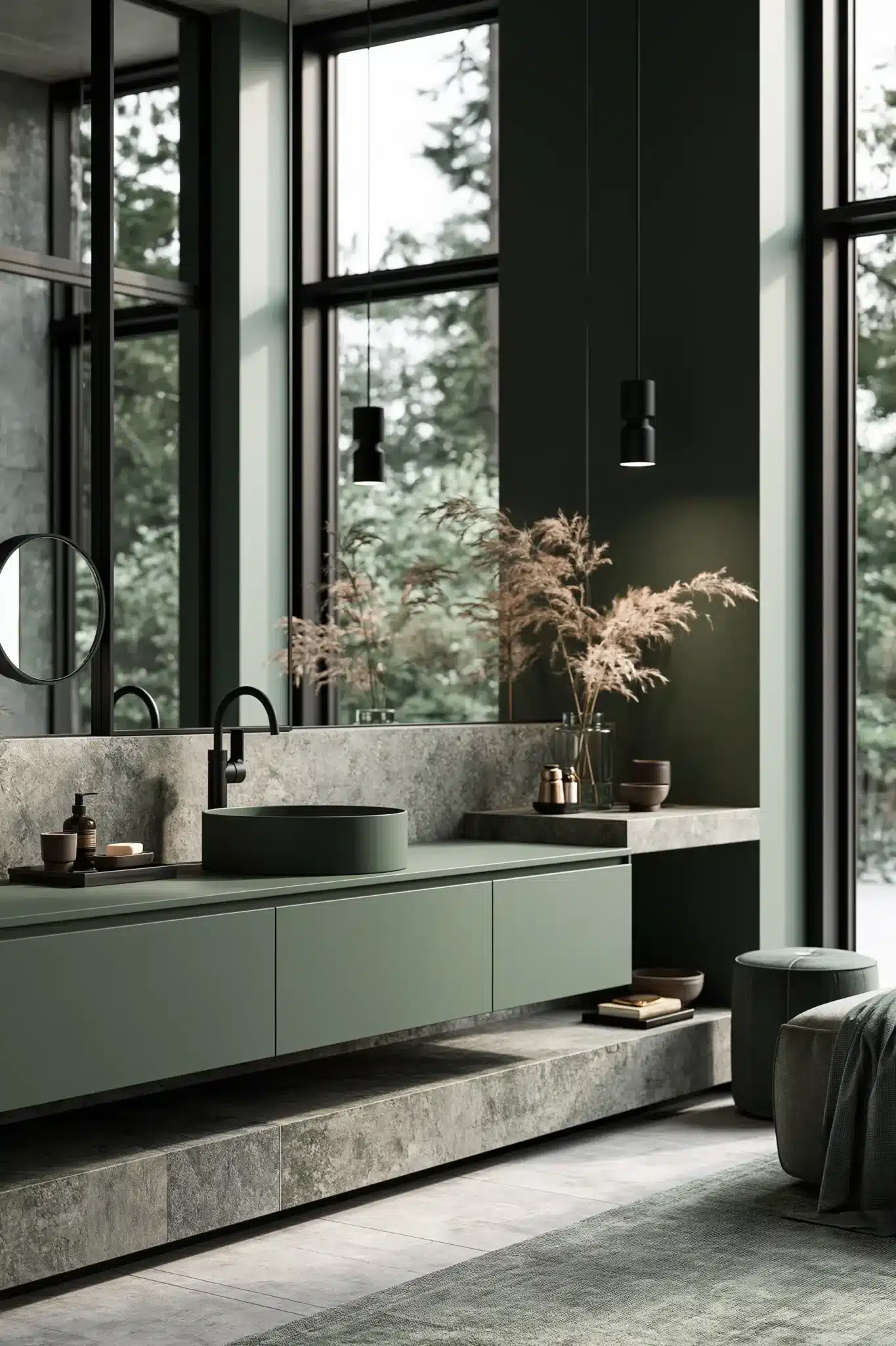 29 Sage Green and Black Bathroom Ideas for a Room That Feels Grounded sage green and black bathroom