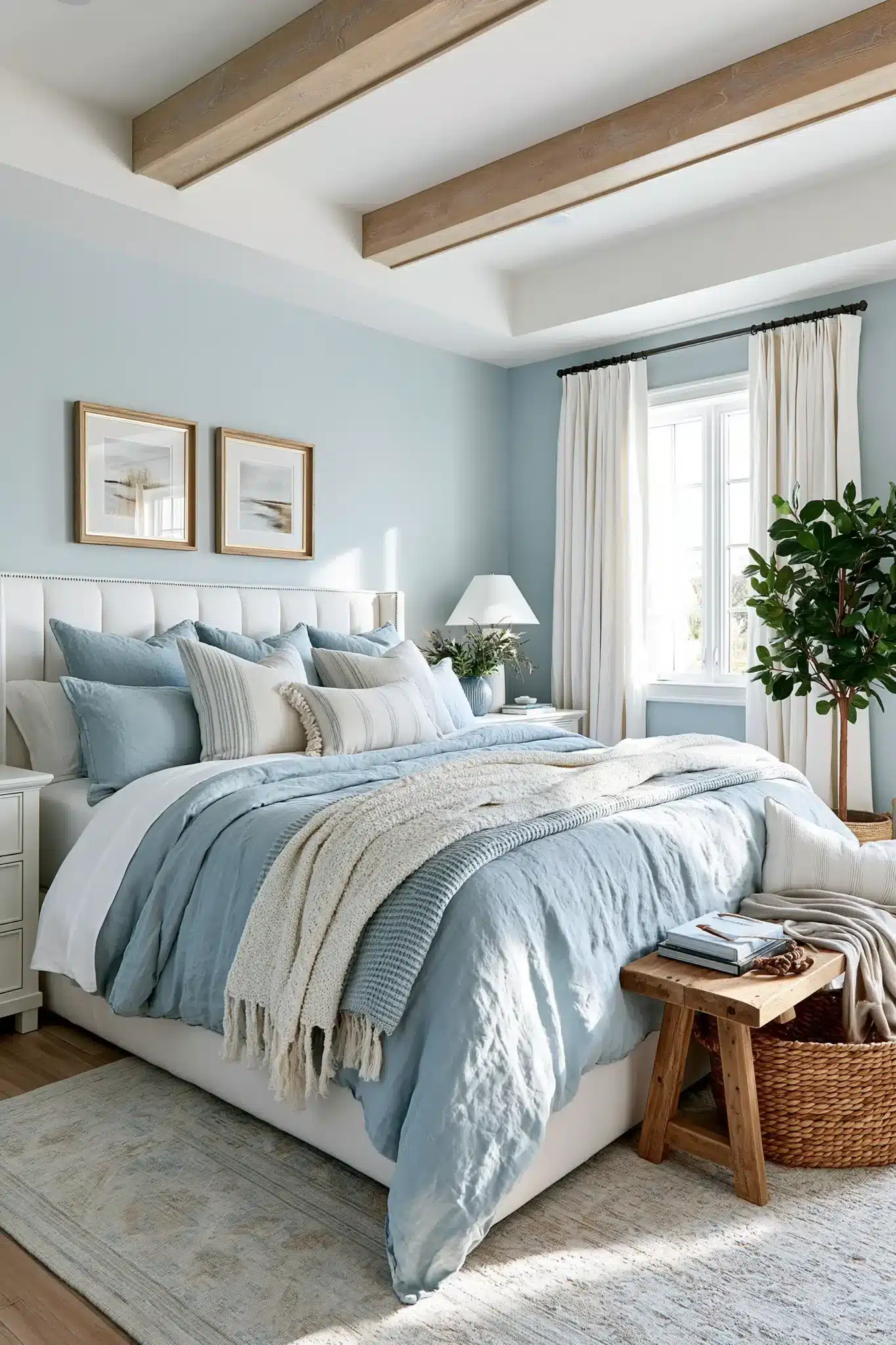 29 Light Blue and White Bedroom Ideas for a Space That Stays Crisp light blue and white bedroom