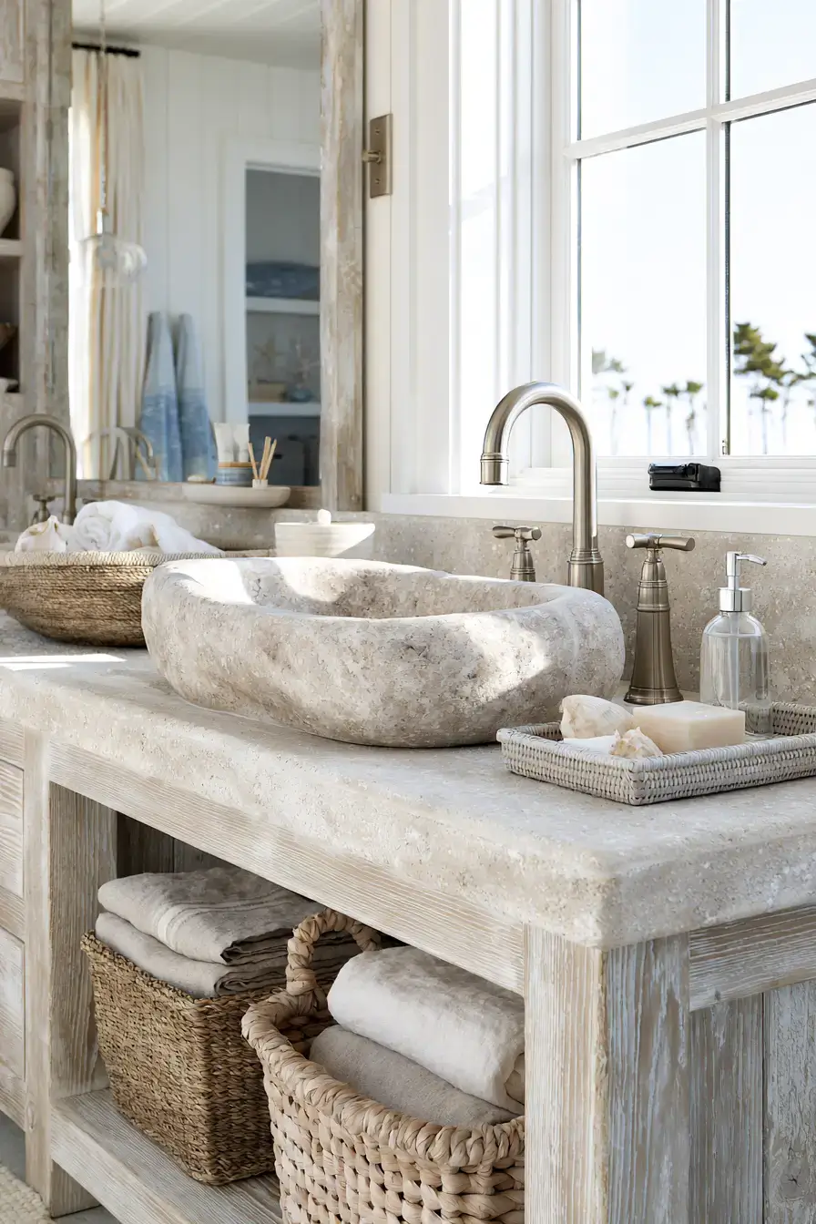 29 Stone Sink Bathroom Ideas for a Vanity With Real Weight stone sink bathroom