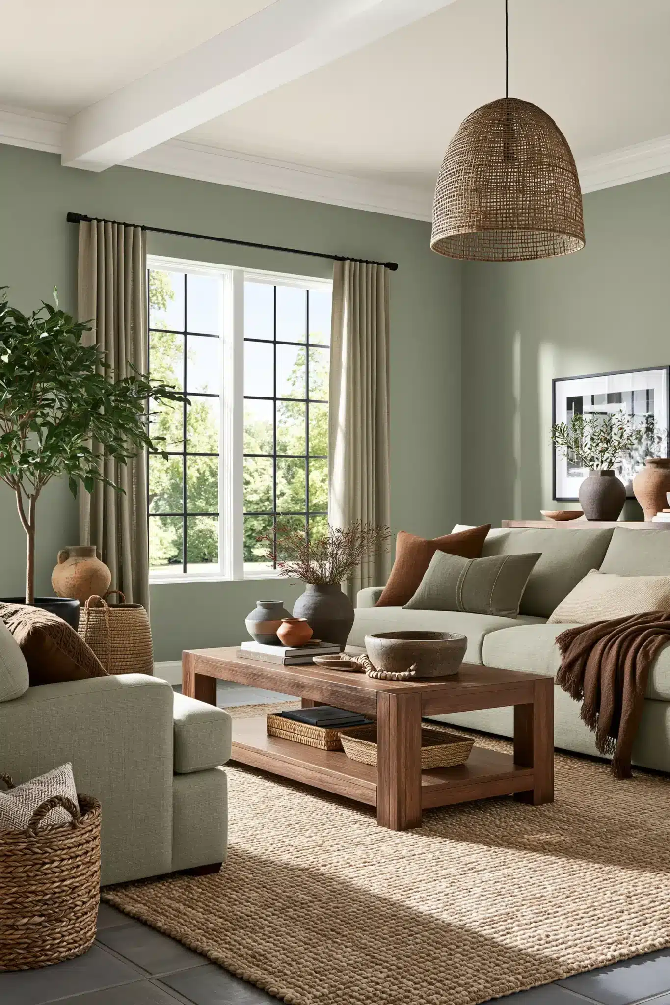 29 Sage Green and Brown Living Room Ideas for a Warm, Earthy Space sage green and brown living room