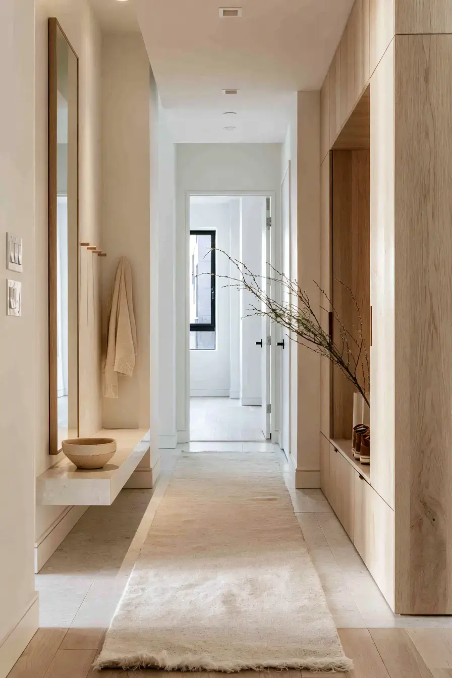 29 Japandi Entryway Ideas with a Wood Bench and Tray