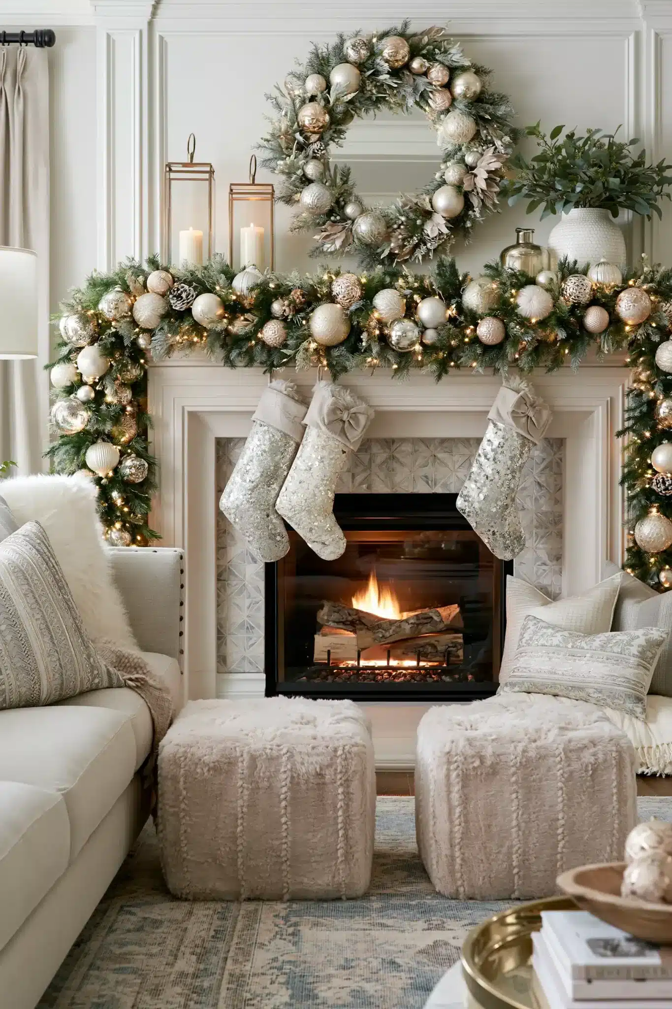 29 Christmas Fireplace Decor Ideas That Let the Fire Stay the Star christmas fireplace decor ideas