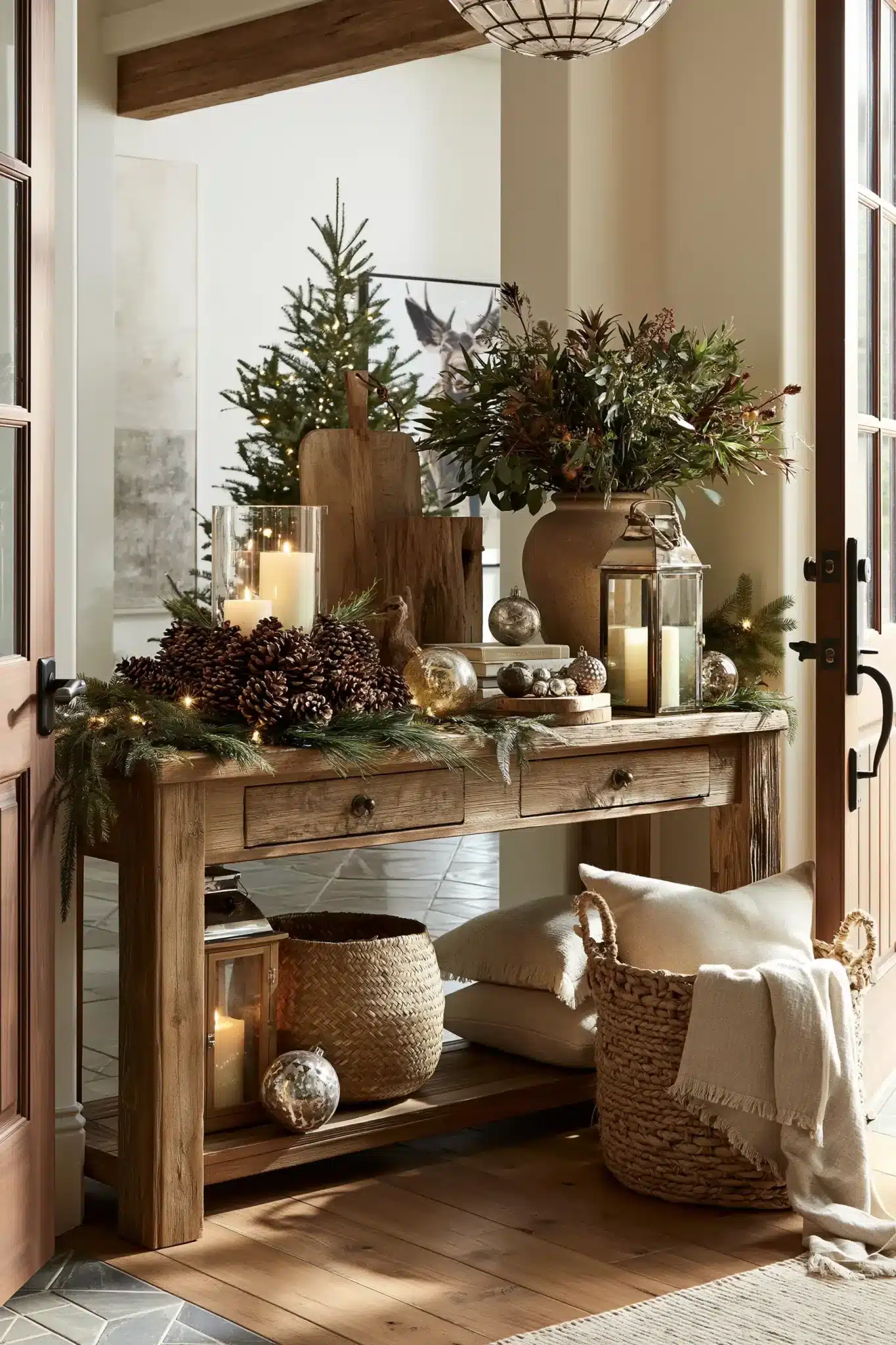 29 Christmas Entryway Table Decor Ideas That Say Hello Before Anything Else christmas entryway table decor