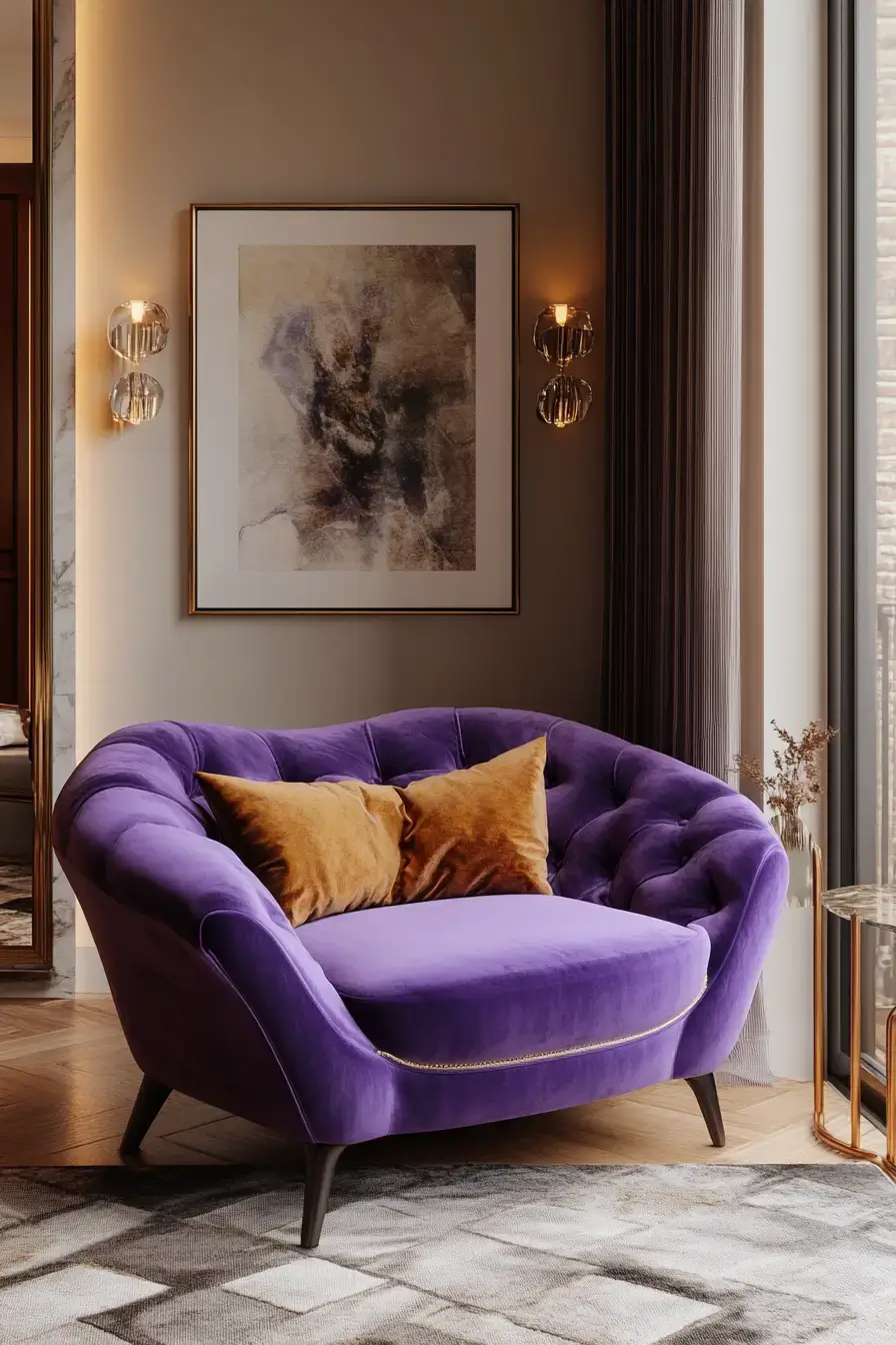 29 Purple Living Room Ideas with a Plum Accent Chair