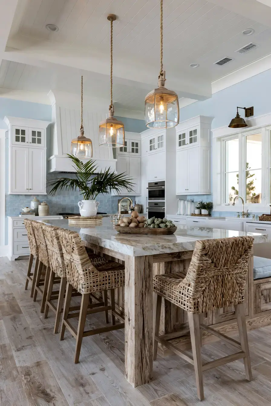 29 Nautical Kitchen Ideas with a Rope Pendant Light