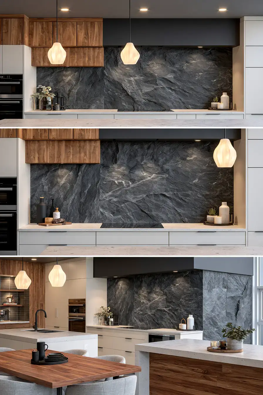 29 Natural Stone Backsplash Kitchen Ideas for a Surface With Real Character natural stone backsplash kitchen