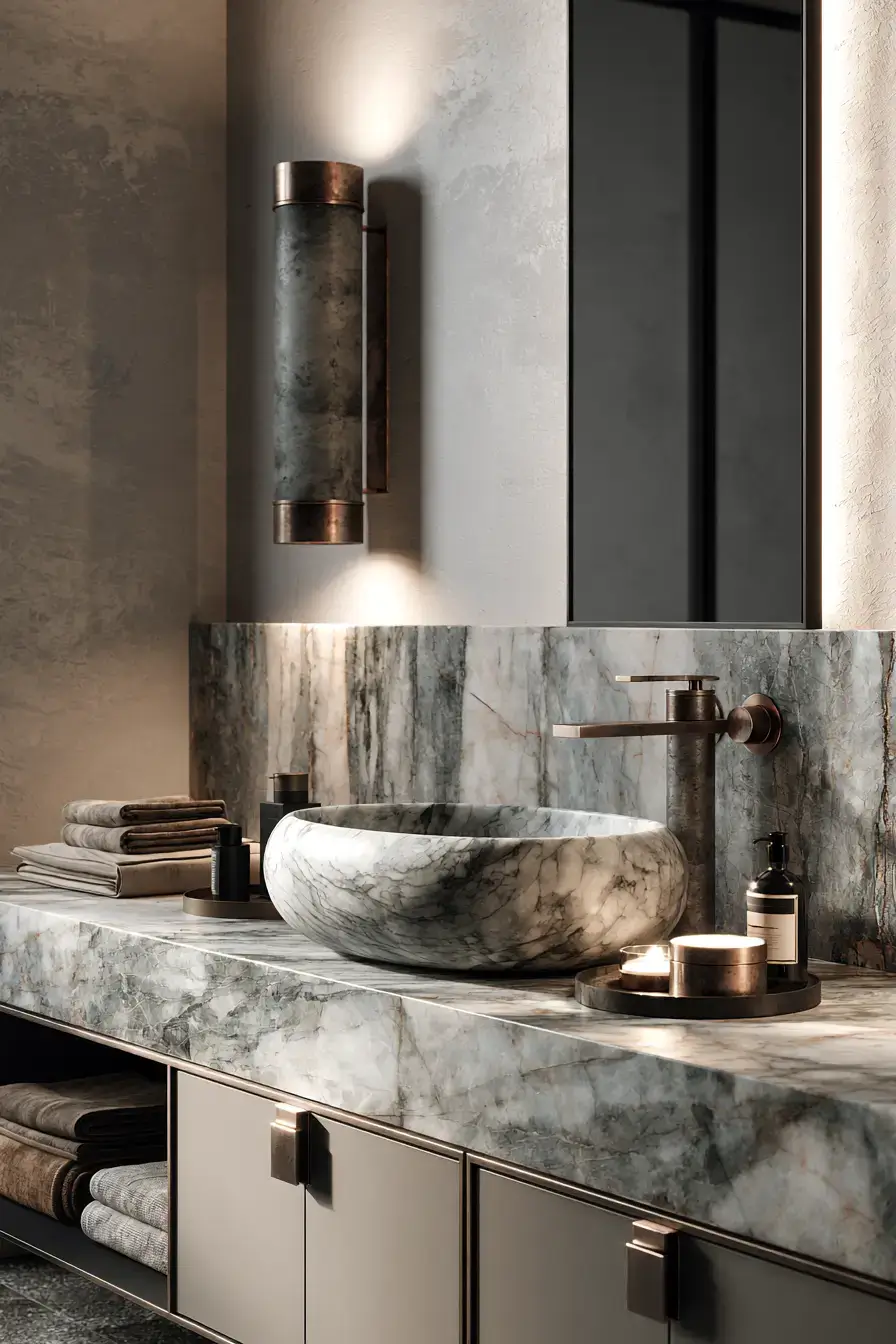 29 Stone Sink Bathroom Ideas for a Vanity With Real Weight stone sink bathroom