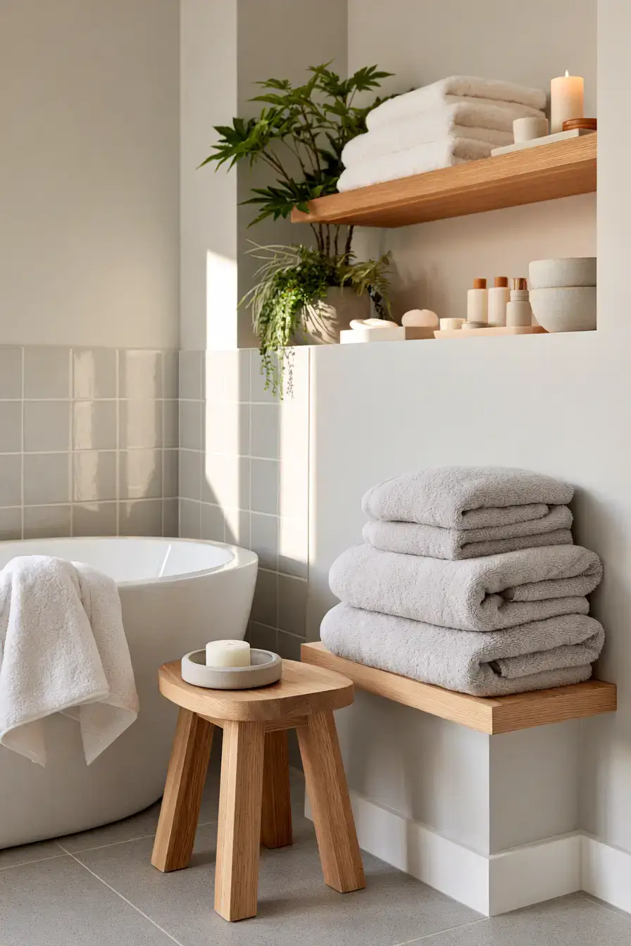 29 Japandi Style Bathroom Ideas with a Wooden Soaking Tub 29 Japandi Style Bathroom Ideas with a Wooden Soaking Tub