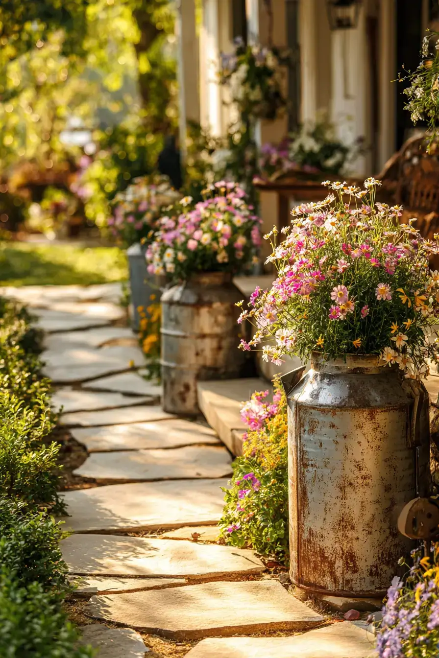 29 Vintage Milk Can Decor Ideas with a Front Porch Row