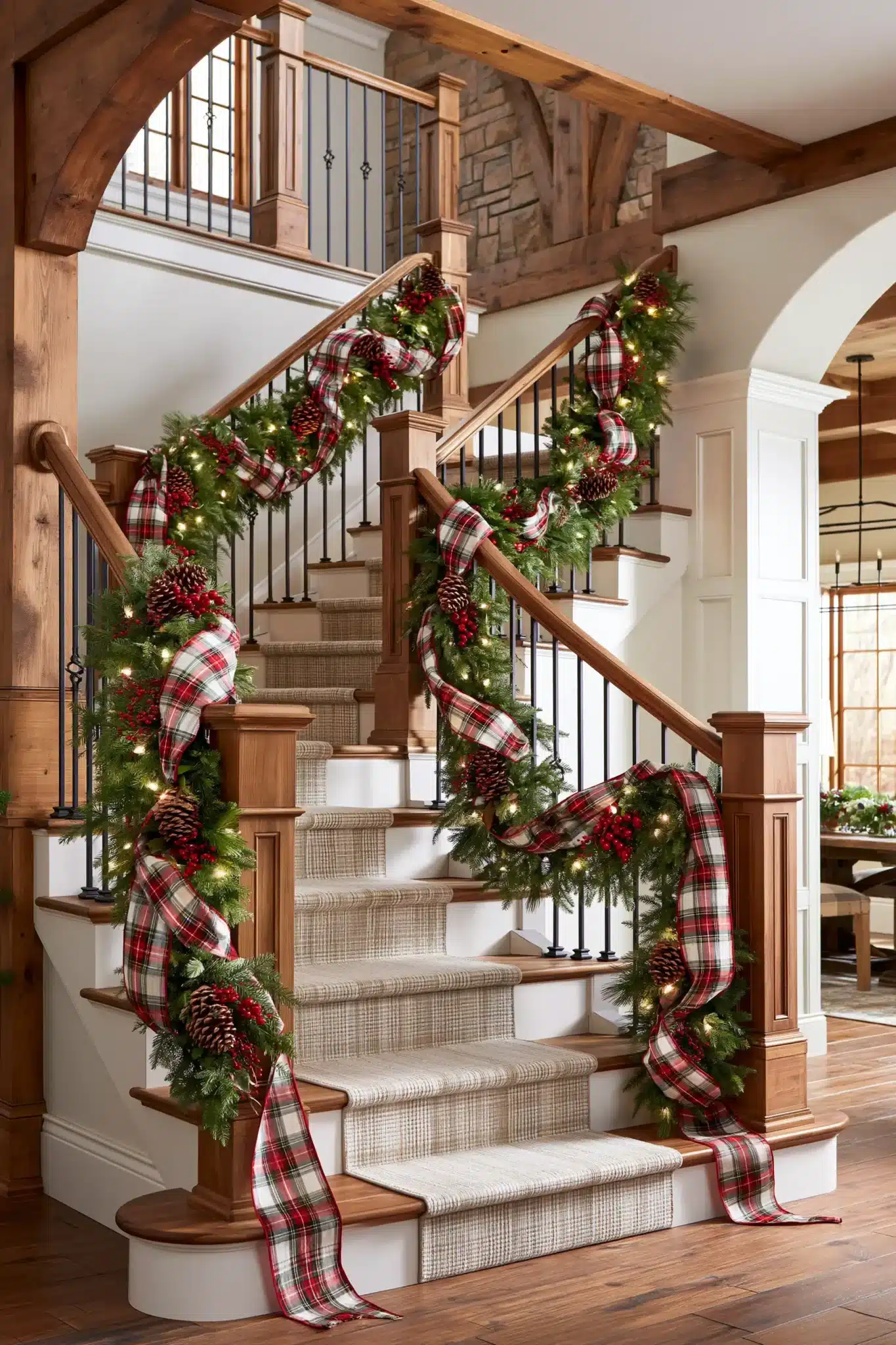 29 Christmas Staircase Decor Ideas for a Railing Worth Photographing christmas staircase decor