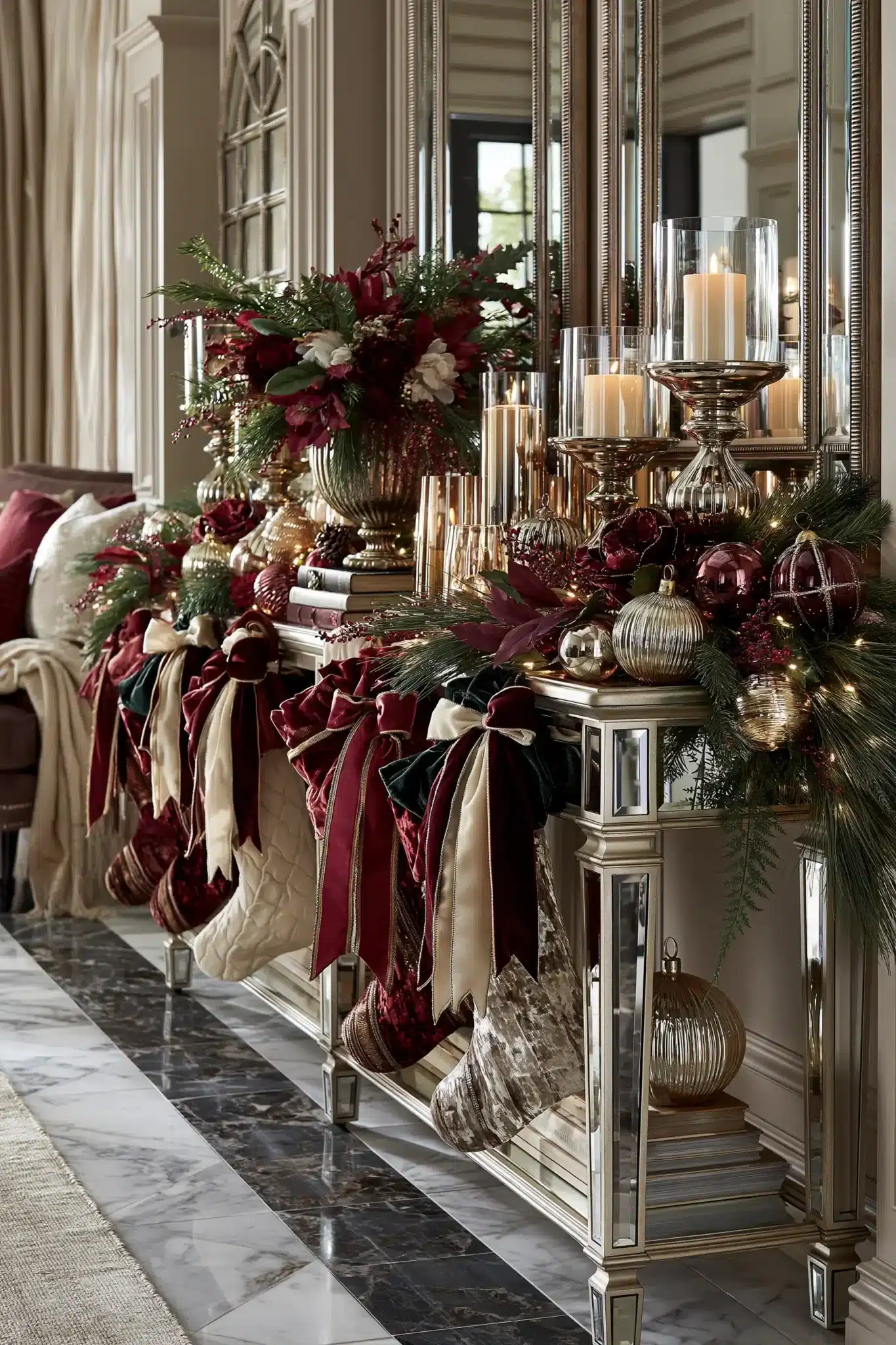29 Christmas Entryway Table Decor Ideas That Say Hello Before Anything Else christmas entryway table decor