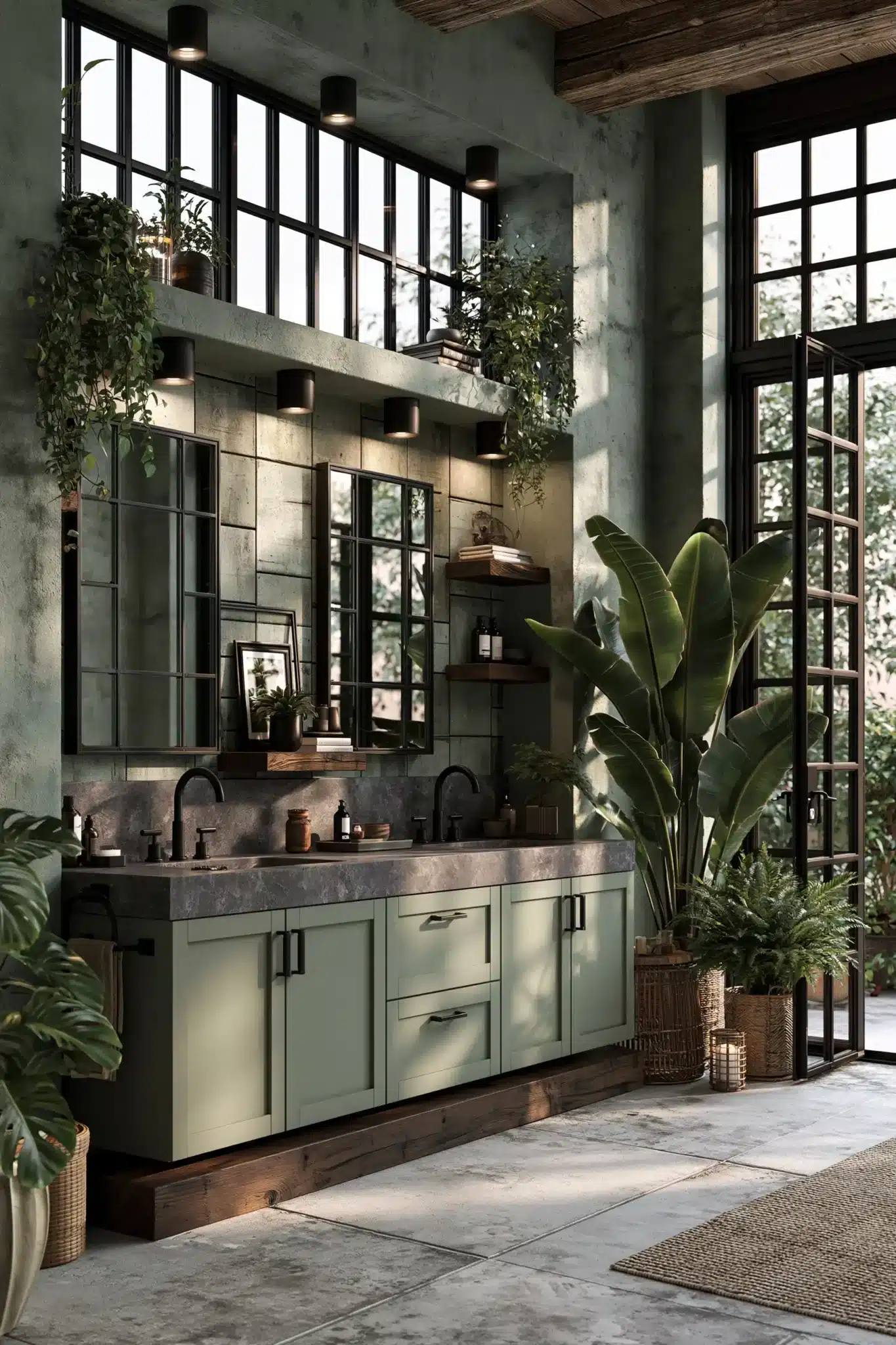 29 Sage Green and Black Bathroom Ideas for a Room That Feels Grounded sage green and black bathroom