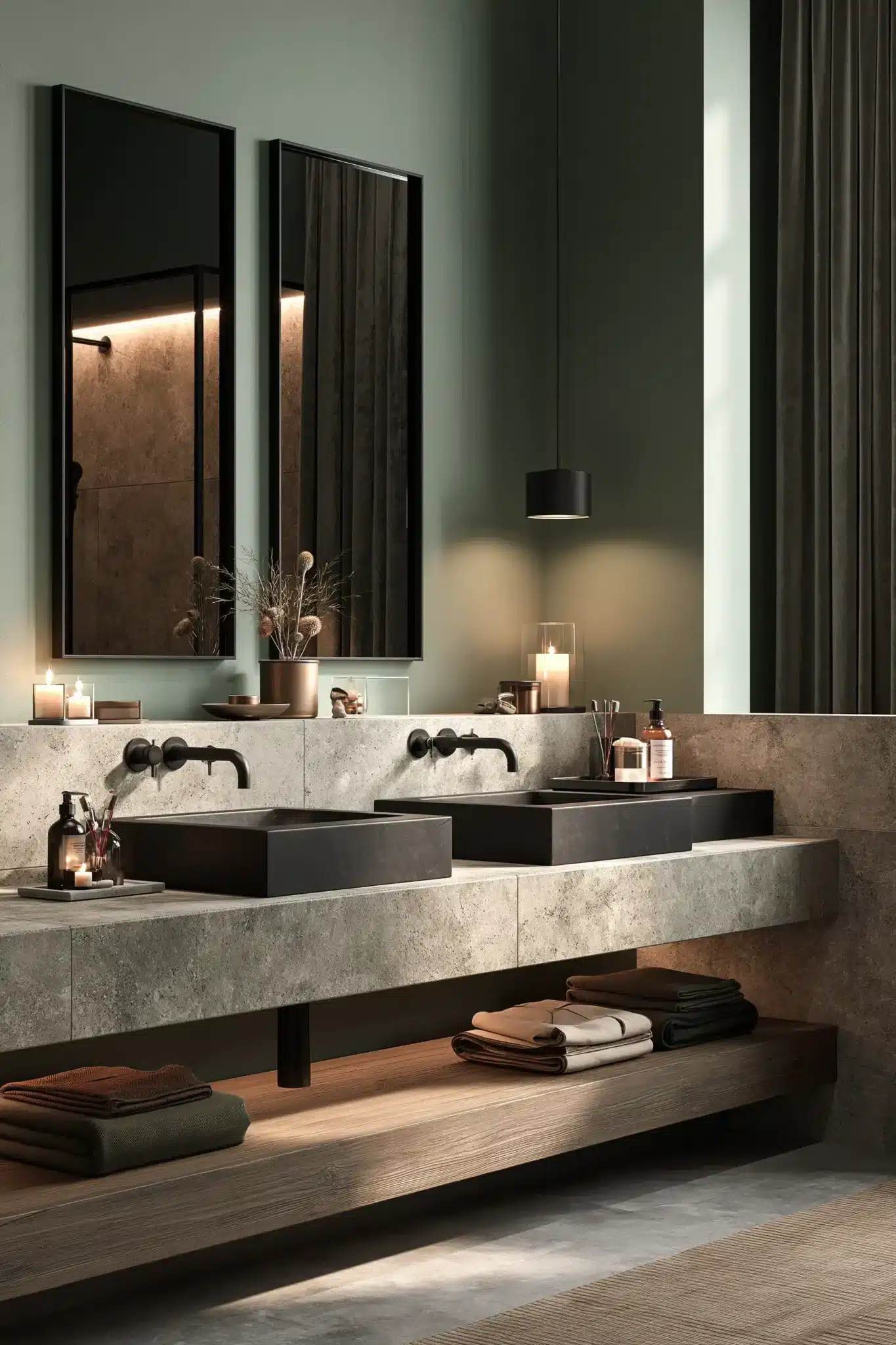 29 Sage Green and Black Bathroom Ideas for a Room That Feels Grounded sage green and black bathroom