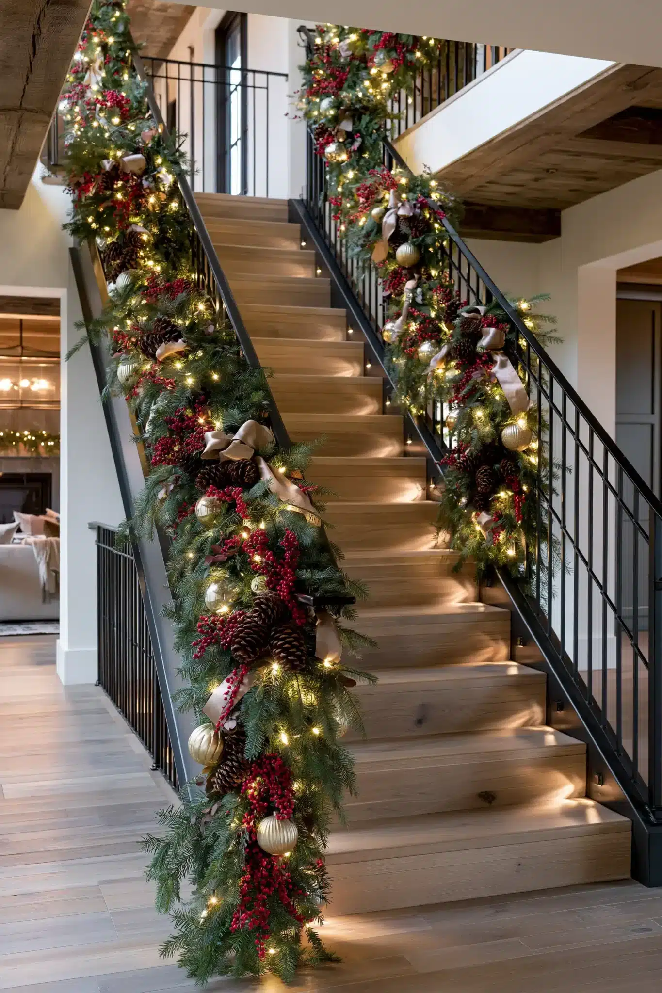 29 Christmas Staircase Decor Ideas for a Railing Worth Photographing christmas staircase decor
