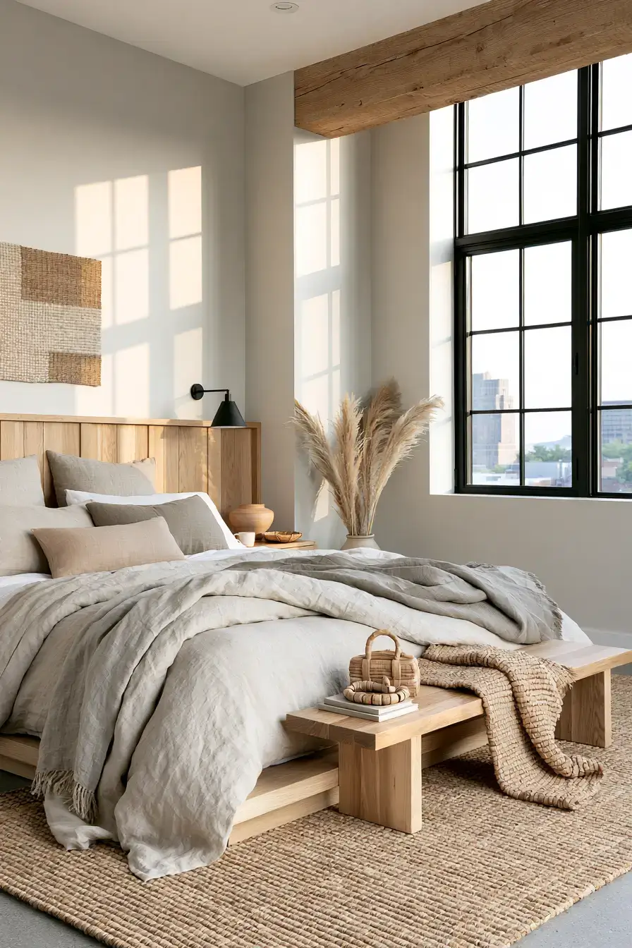 29 Japandi Style Bedroom Ideas with a Linen Platform Bed