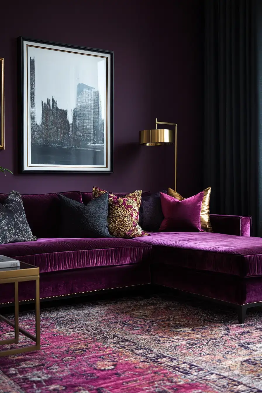 29 Purple Living Room Ideas with a Plum Accent Chair