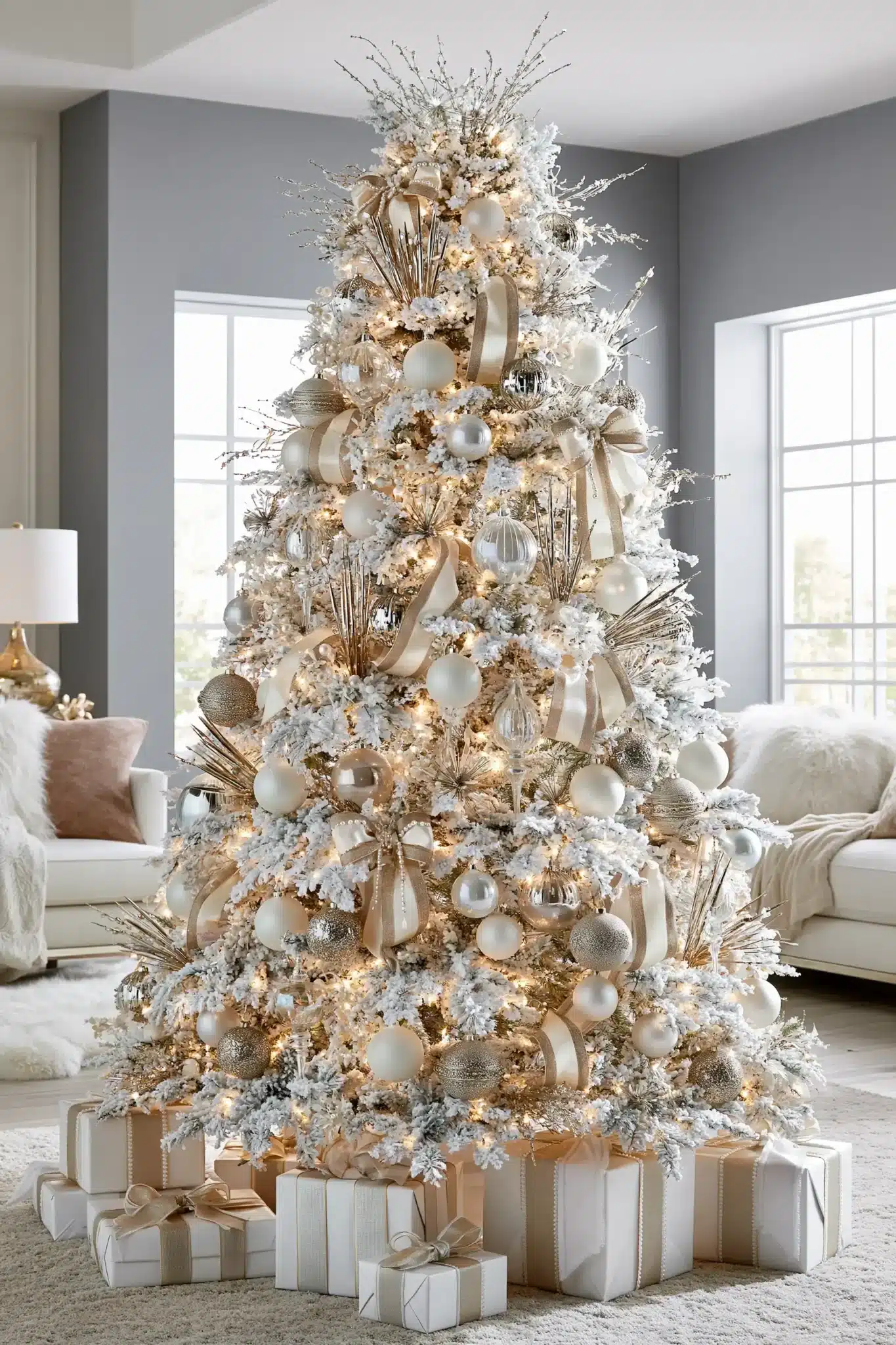 white and gold christmas decor