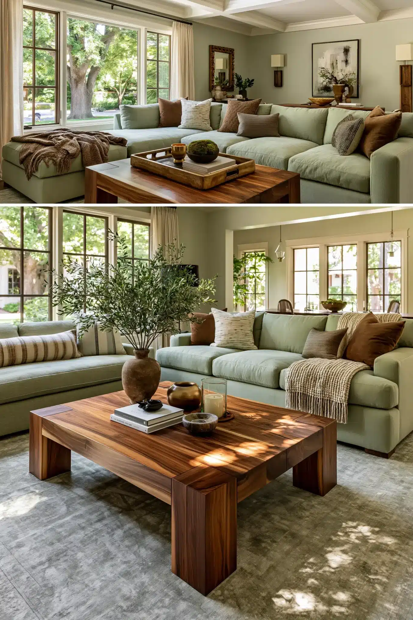 29 Sage Green and Brown Living Room Ideas for a Warm, Earthy Space sage green and brown living room
