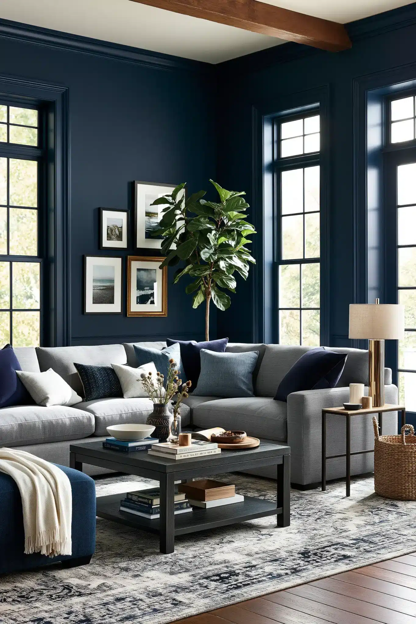 29 Navy Blue and Grey Living Room Ideas for a Space That Stays Calm navy blue and grey living room