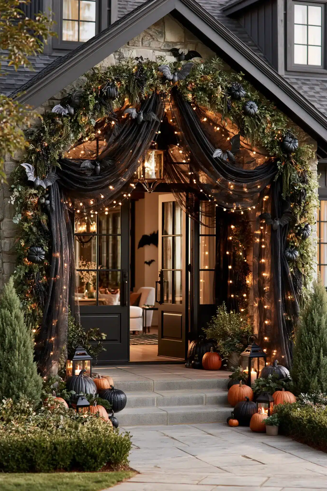 29 Outdoor Halloween Decor Ideas That Greet Trick-or-Treaters With Character outdoor halloween decor