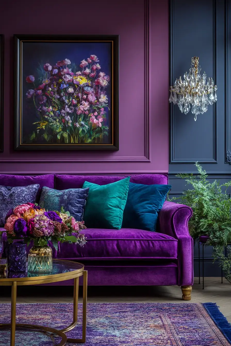 29 Purple Living Room Ideas with a Plum Accent Chair