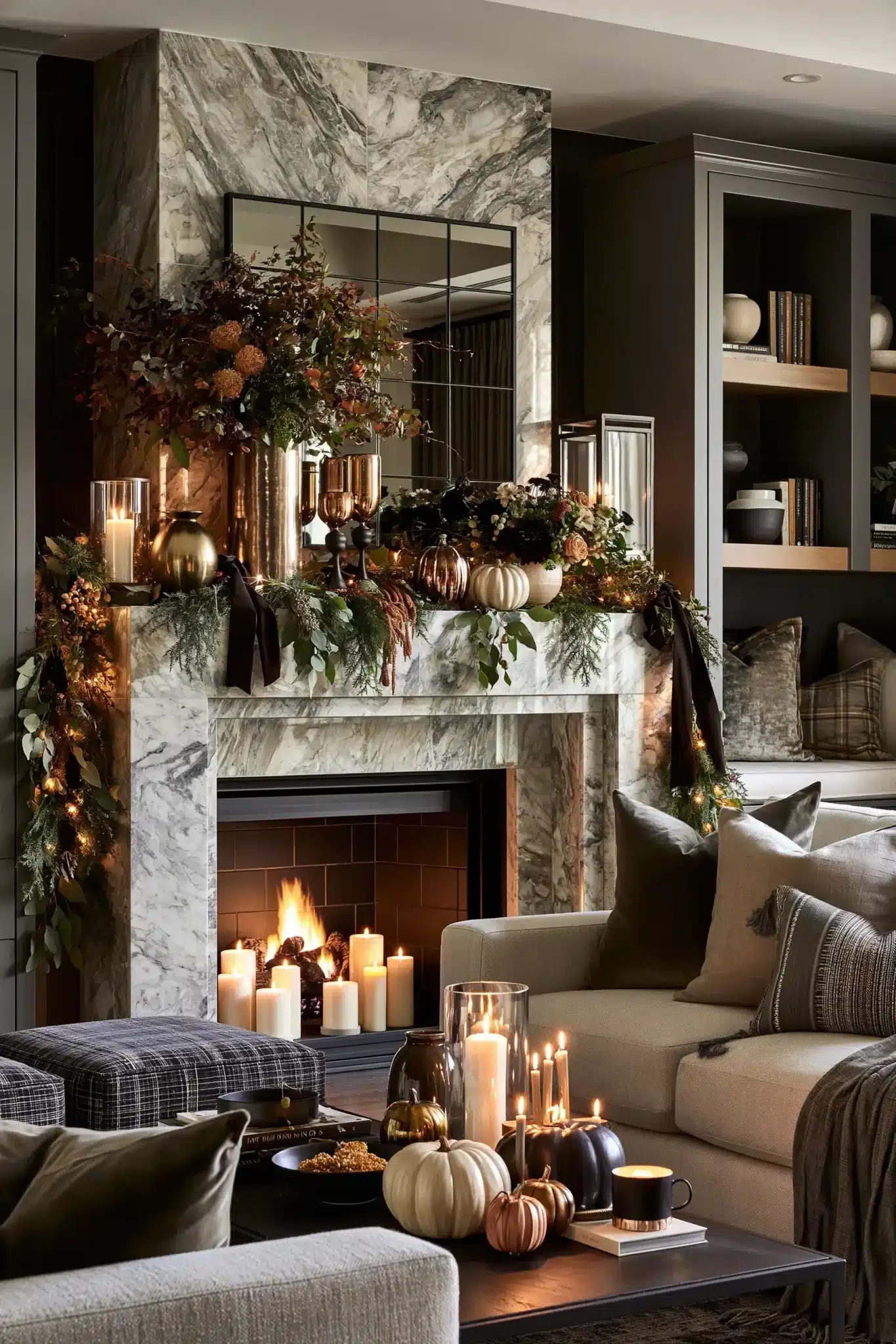 29 Thanksgiving Mantel Decor Ideas That Set a Warm First Impression thanksgiving mantel decor