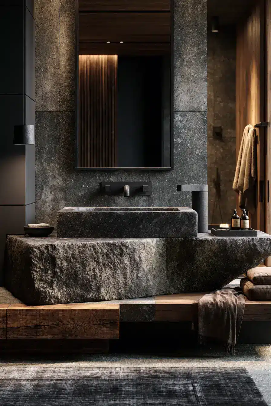 29 Stone Sink Bathroom Ideas for a Vanity With Real Weight stone sink bathroom