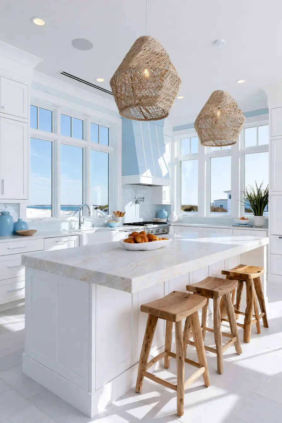 29 Nautical Kitchen Ideas with a Rope Pendant Light