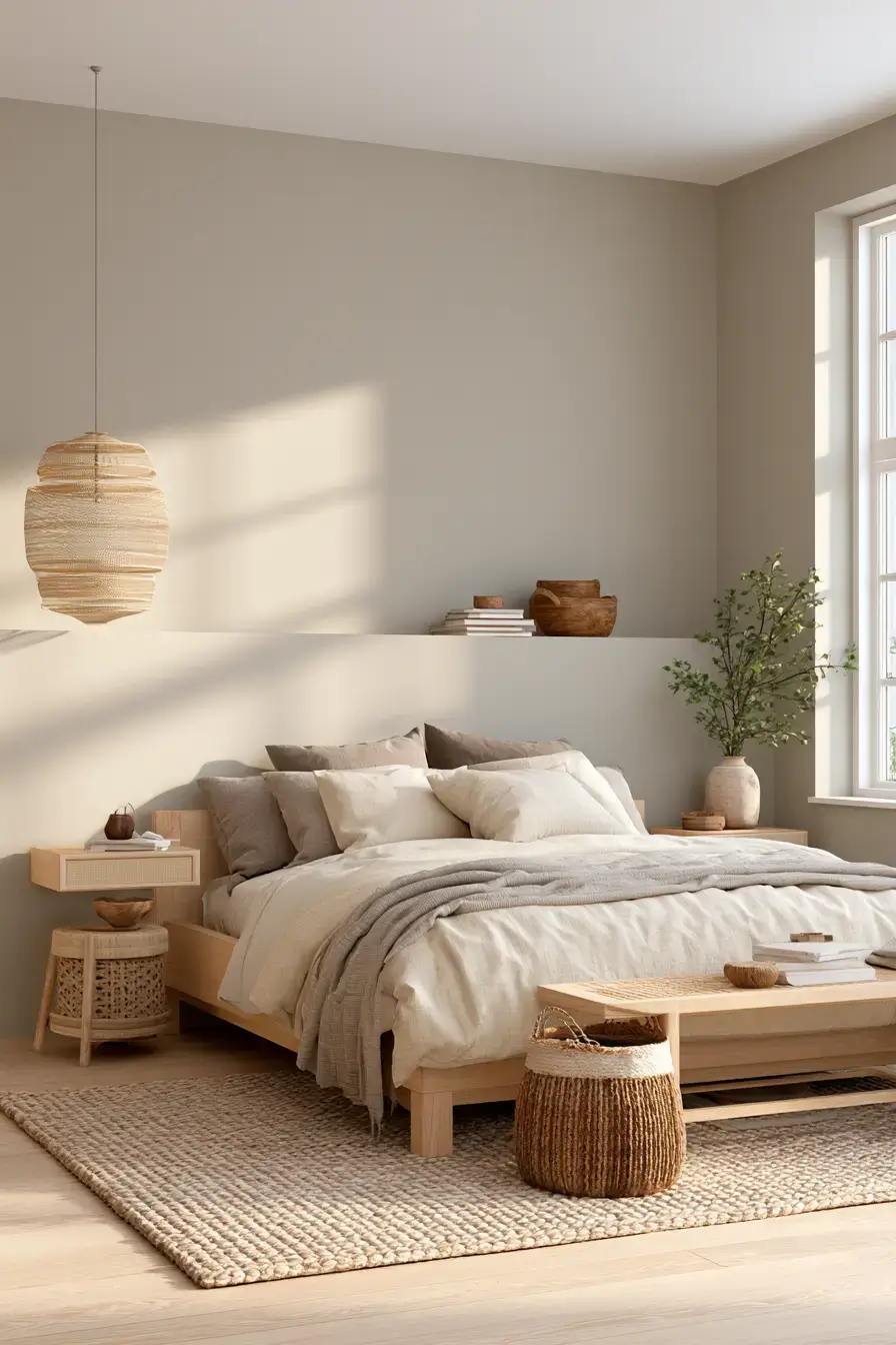 29 Japandi Style Bedroom Ideas with a Linen Platform Bed