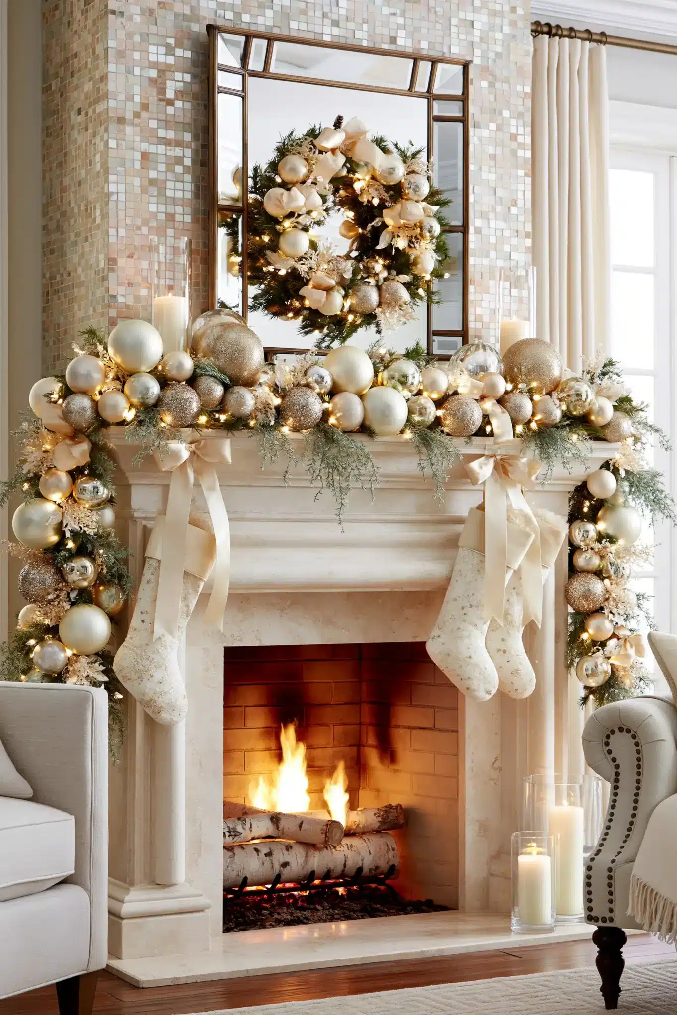 29 Christmas Fireplace Decor Ideas That Let the Fire Stay the Star christmas fireplace decor ideas
