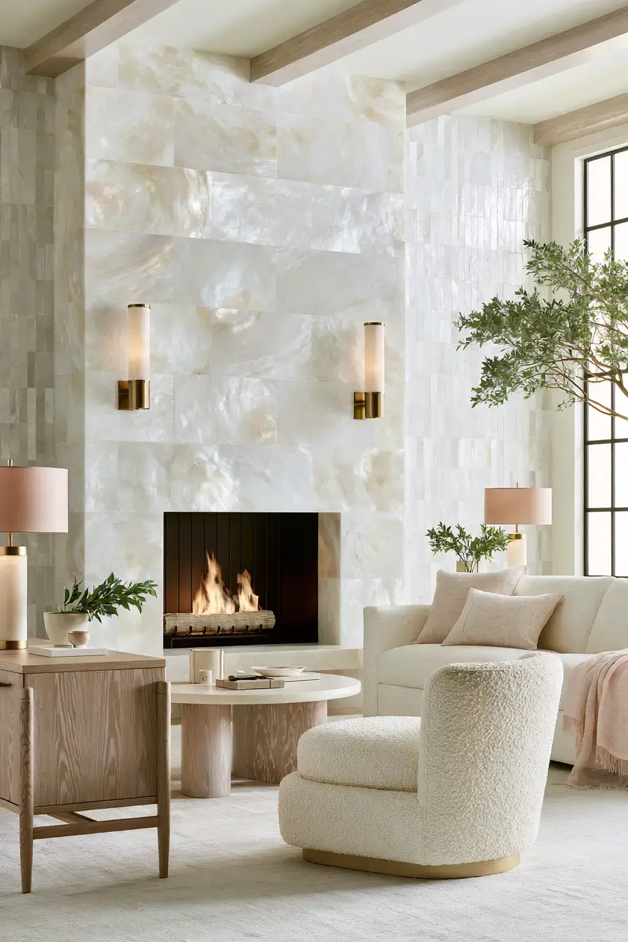 29 White Stone Fireplace Ideas for a Hearth That Stays Light white stone fireplace
