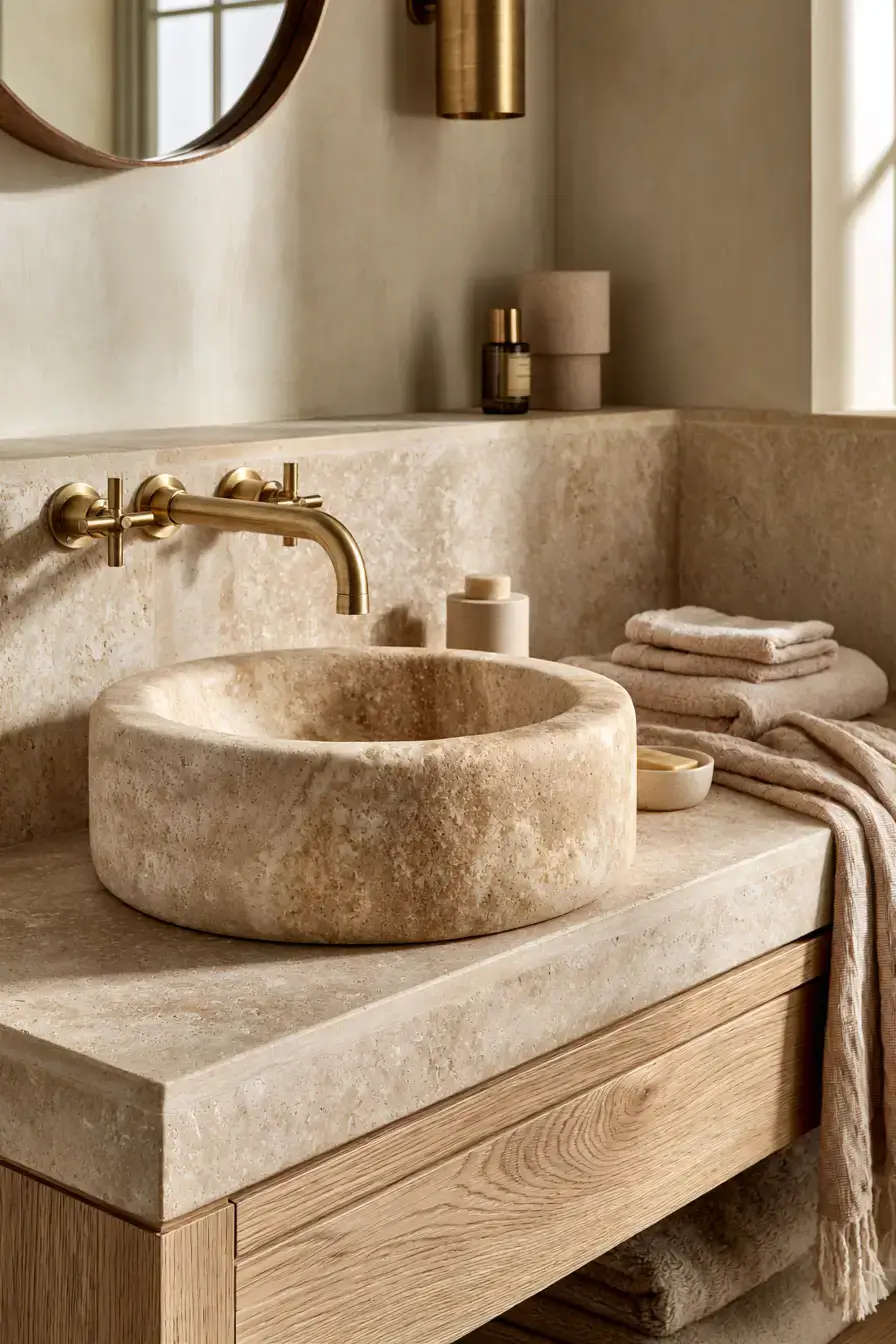 29 Stone Sink Bathroom Ideas for a Vanity With Real Weight stone sink bathroom