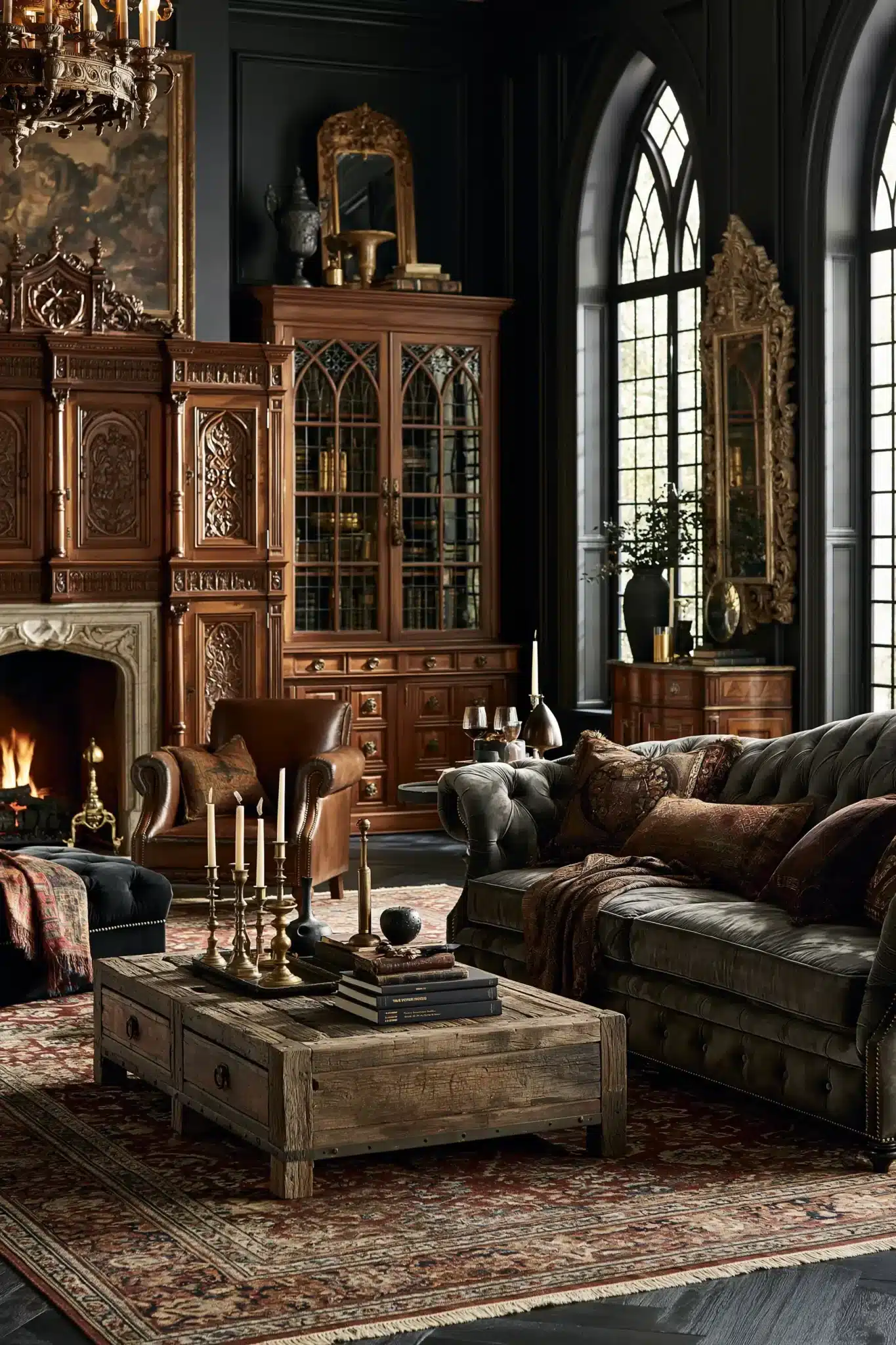 29 Gothic Living Room Ideas for a Space With Vaulted Drama gothic living room