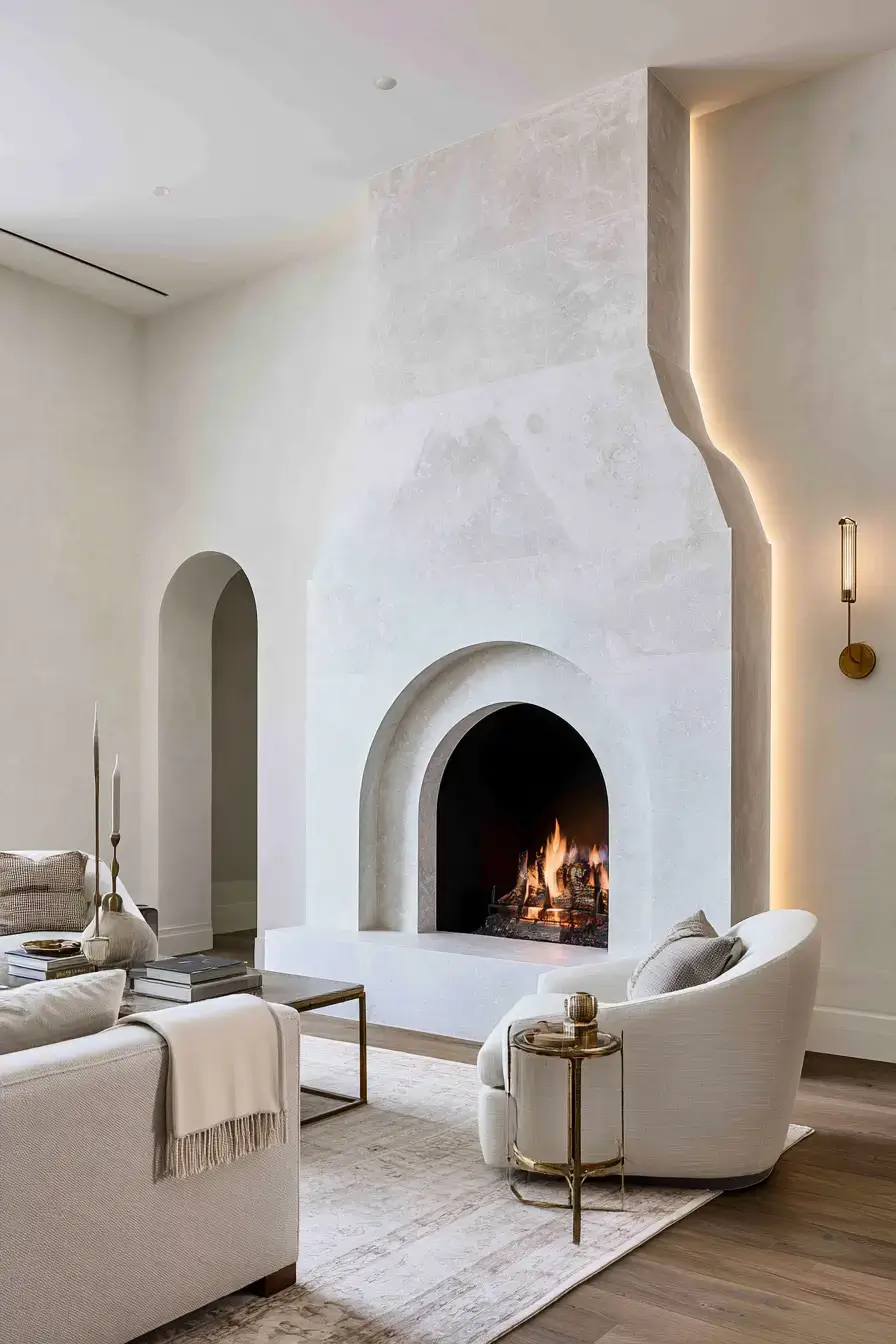 29 White Stone Fireplace Ideas for a Hearth That Stays Light white stone fireplace