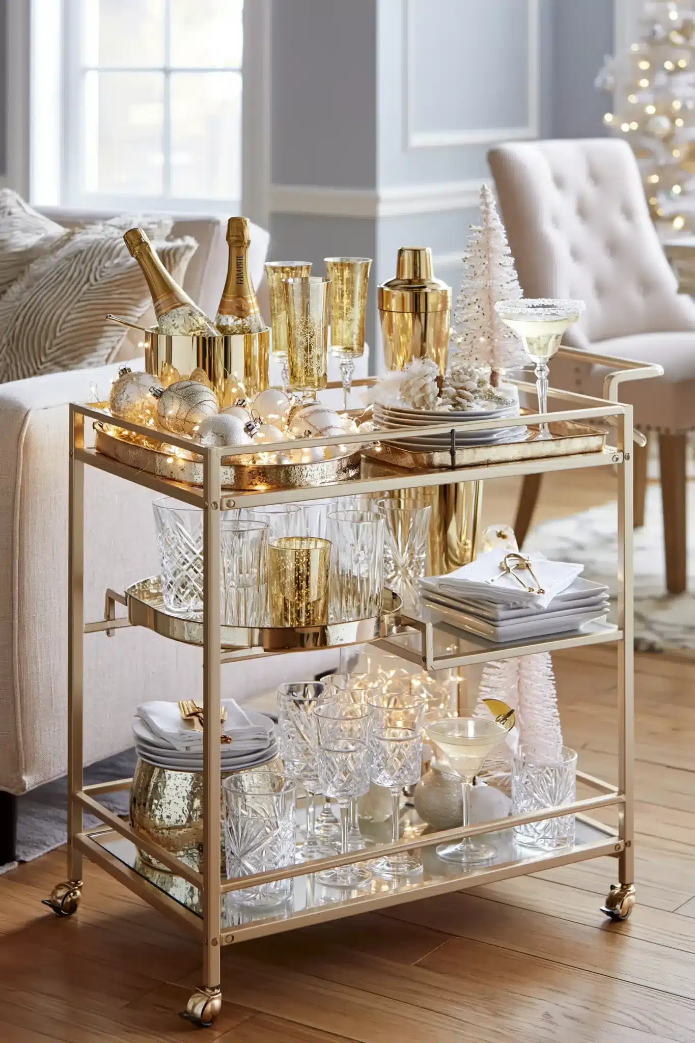29 White and Gold Christmas Decor Ideas That Feel Calm and a Little Special white and gold christmas decor