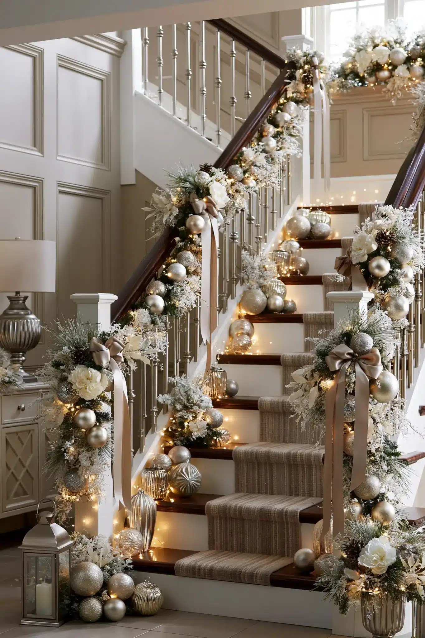29 Christmas Staircase Decor Ideas for a Railing Worth Photographing christmas staircase decor