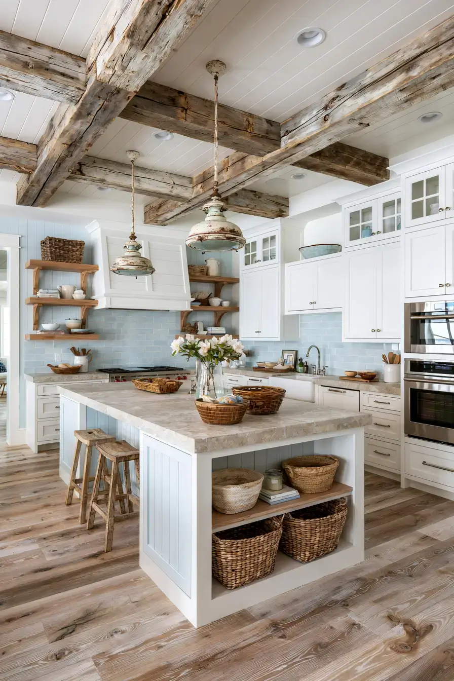 29 Nautical Kitchen Ideas with a Rope Pendant Light
