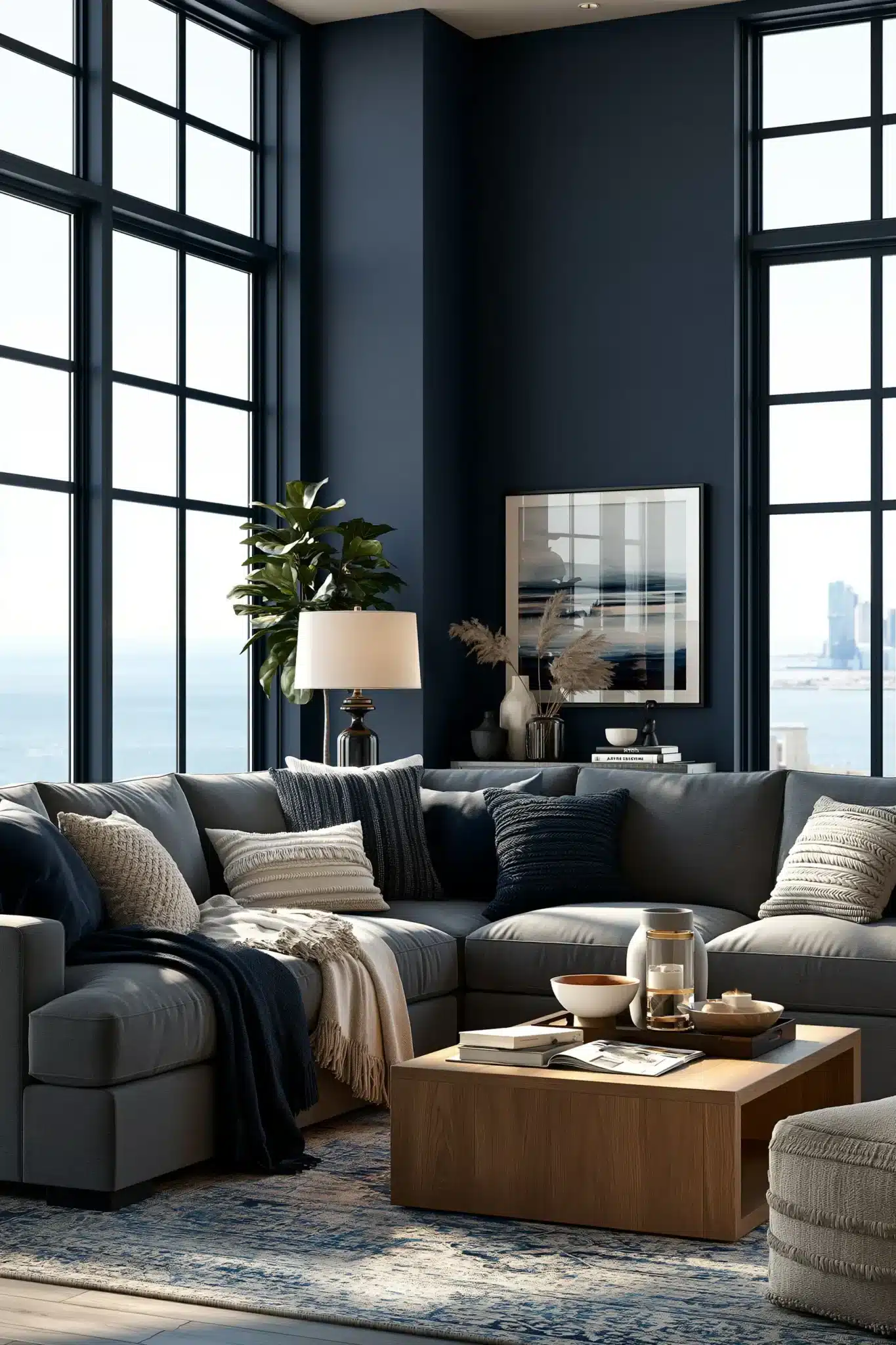 29 Navy Blue and Grey Living Room Ideas for a Space That Stays Calm navy blue and grey living room