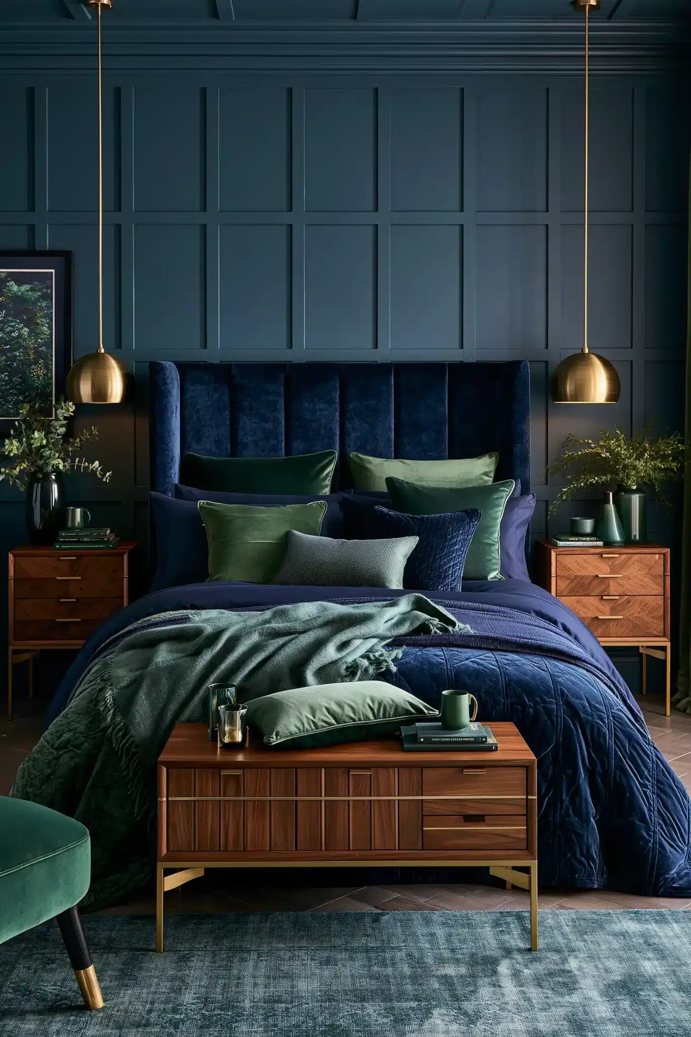29 Navy Blue and Green Bedroom Ideas for a Room With a Quiet Depth navy blue and green bedroom