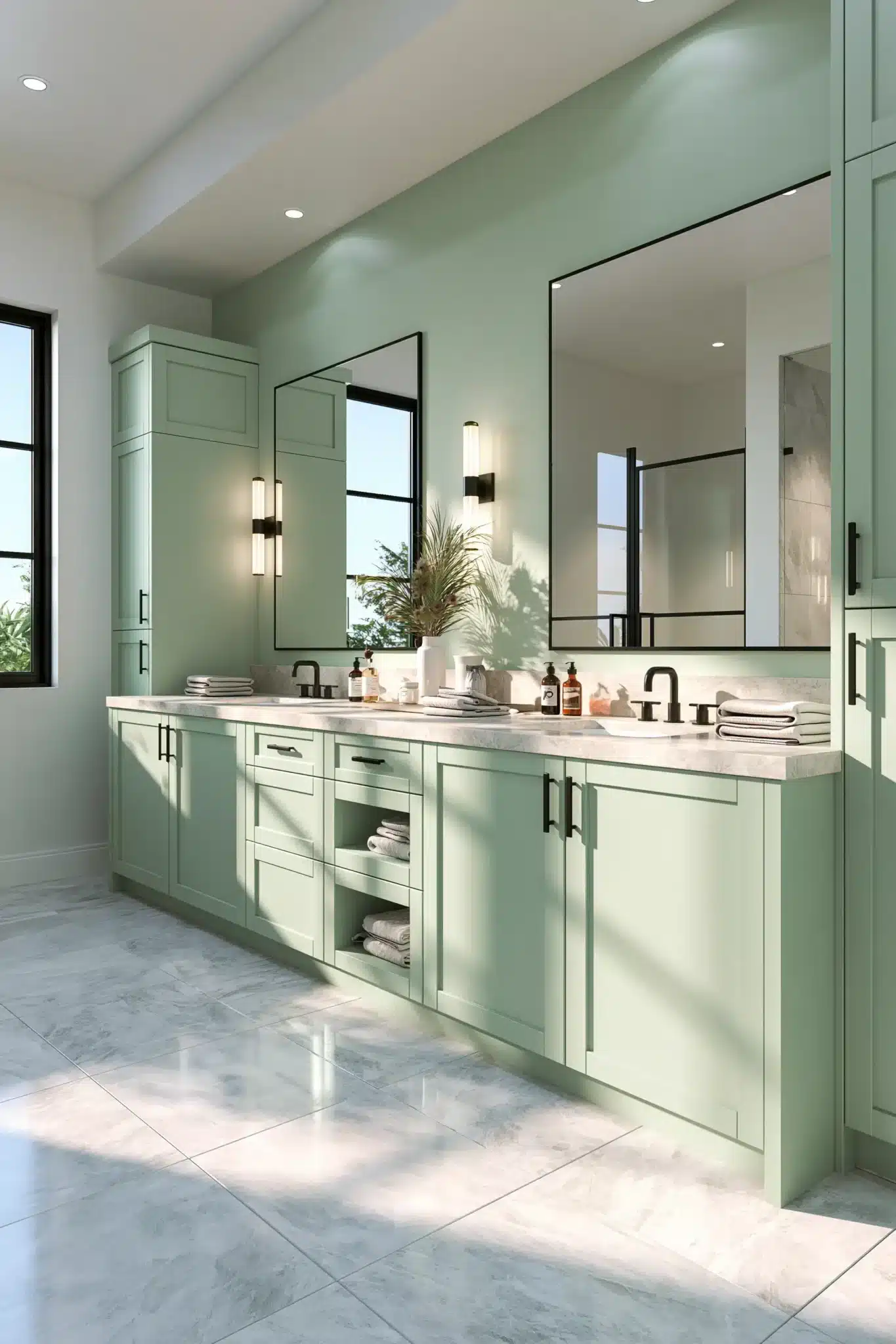29 Sage Green and Black Bathroom Ideas for a Room That Feels Grounded sage green and black bathroom
