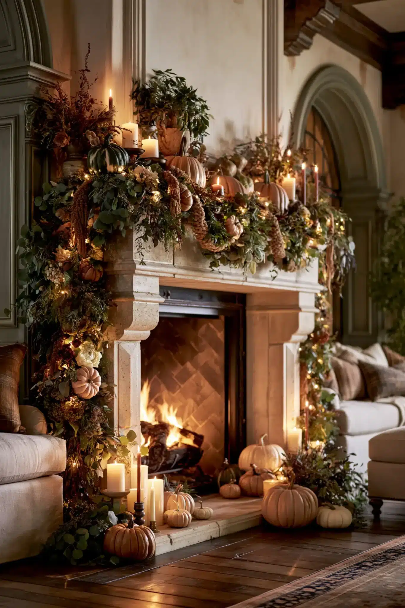 29 Thanksgiving Mantel Decor Ideas That Set a Warm First Impression thanksgiving mantel decor