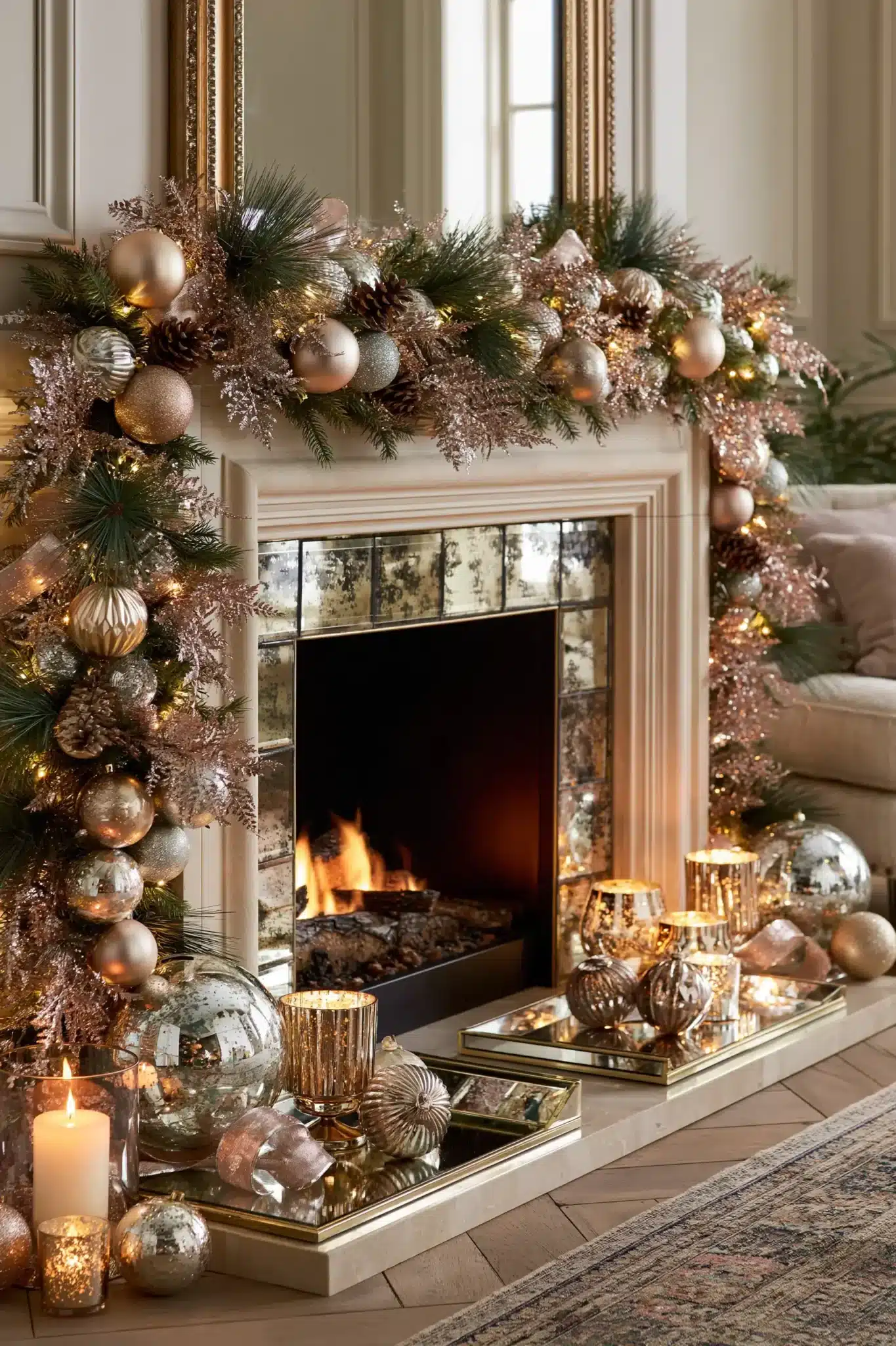 29 Christmas Fireplace Decor Ideas That Let the Fire Stay the Star christmas fireplace decor ideas