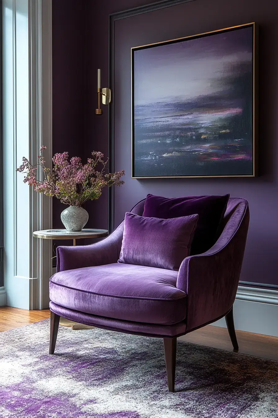 29 Purple Living Room Ideas with a Plum Accent Chair