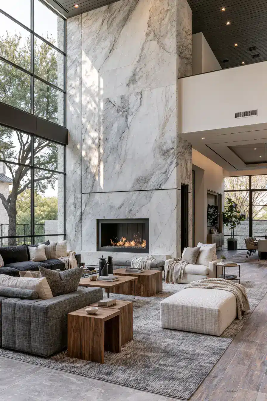 29 White Stone Fireplace Ideas for a Hearth That Stays Light white stone fireplace