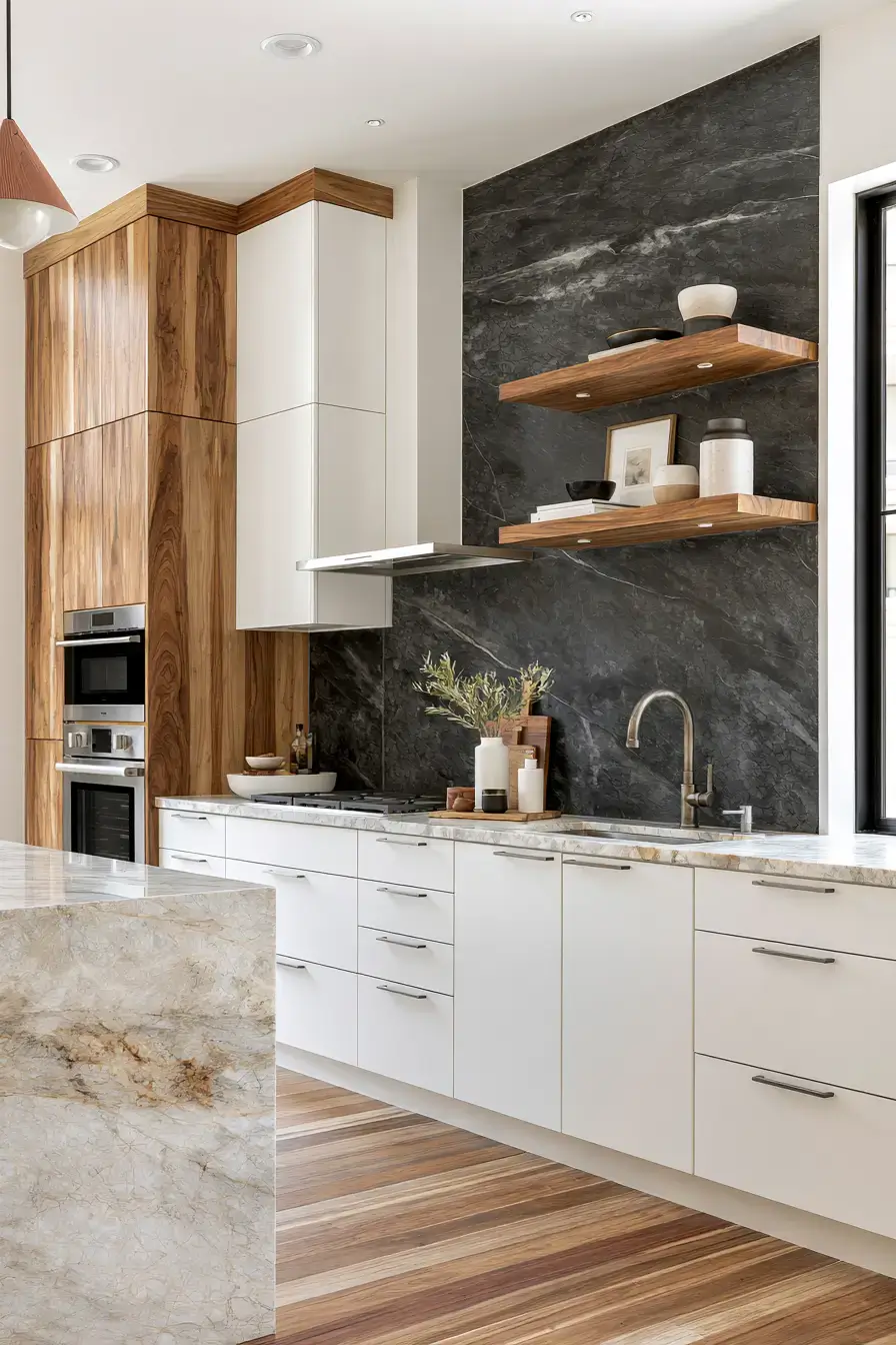 29 Natural Stone Backsplash Kitchen Ideas for a Surface With Real Character natural stone backsplash kitchen
