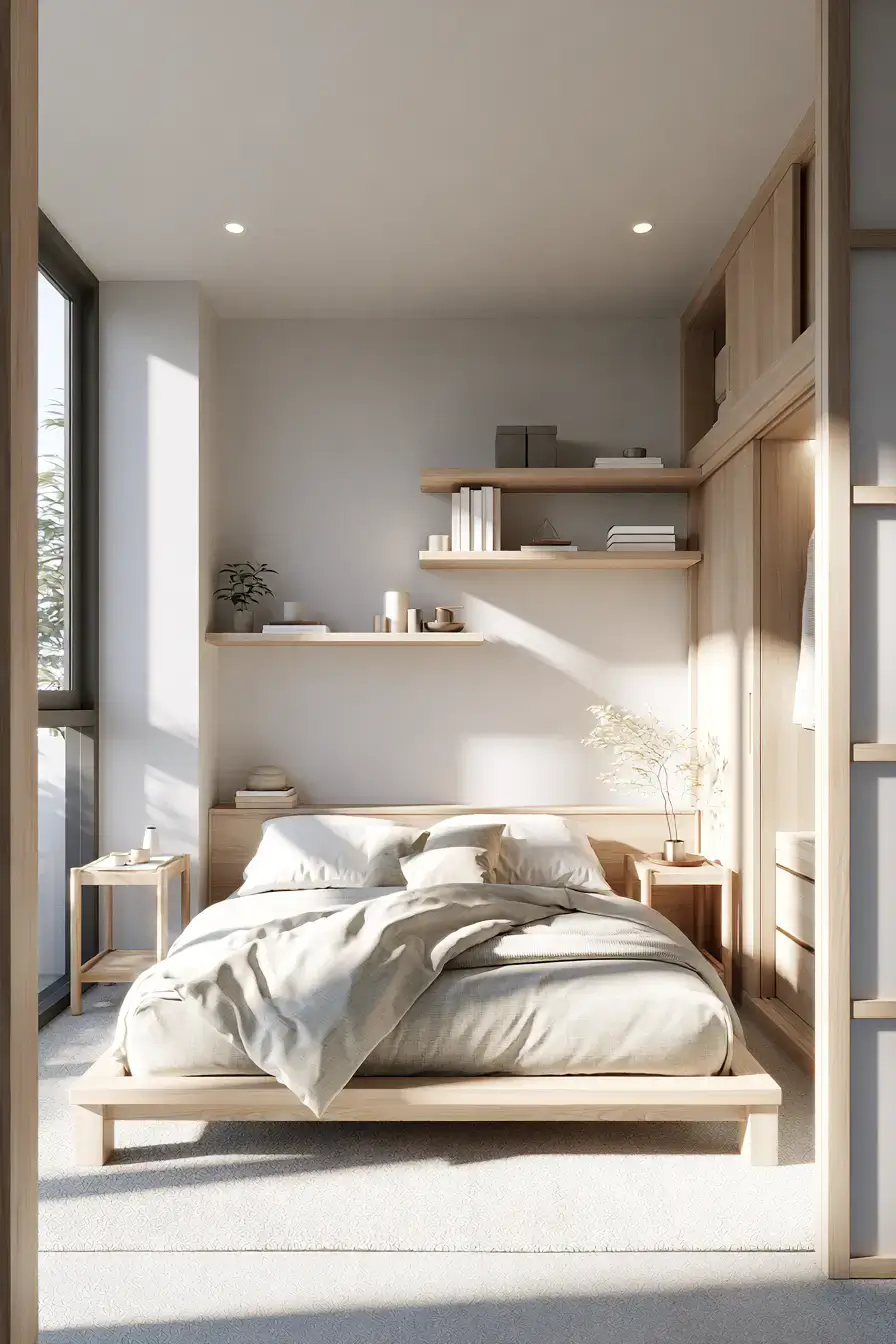 29 Japandi Style Bedroom Ideas with a Linen Platform Bed