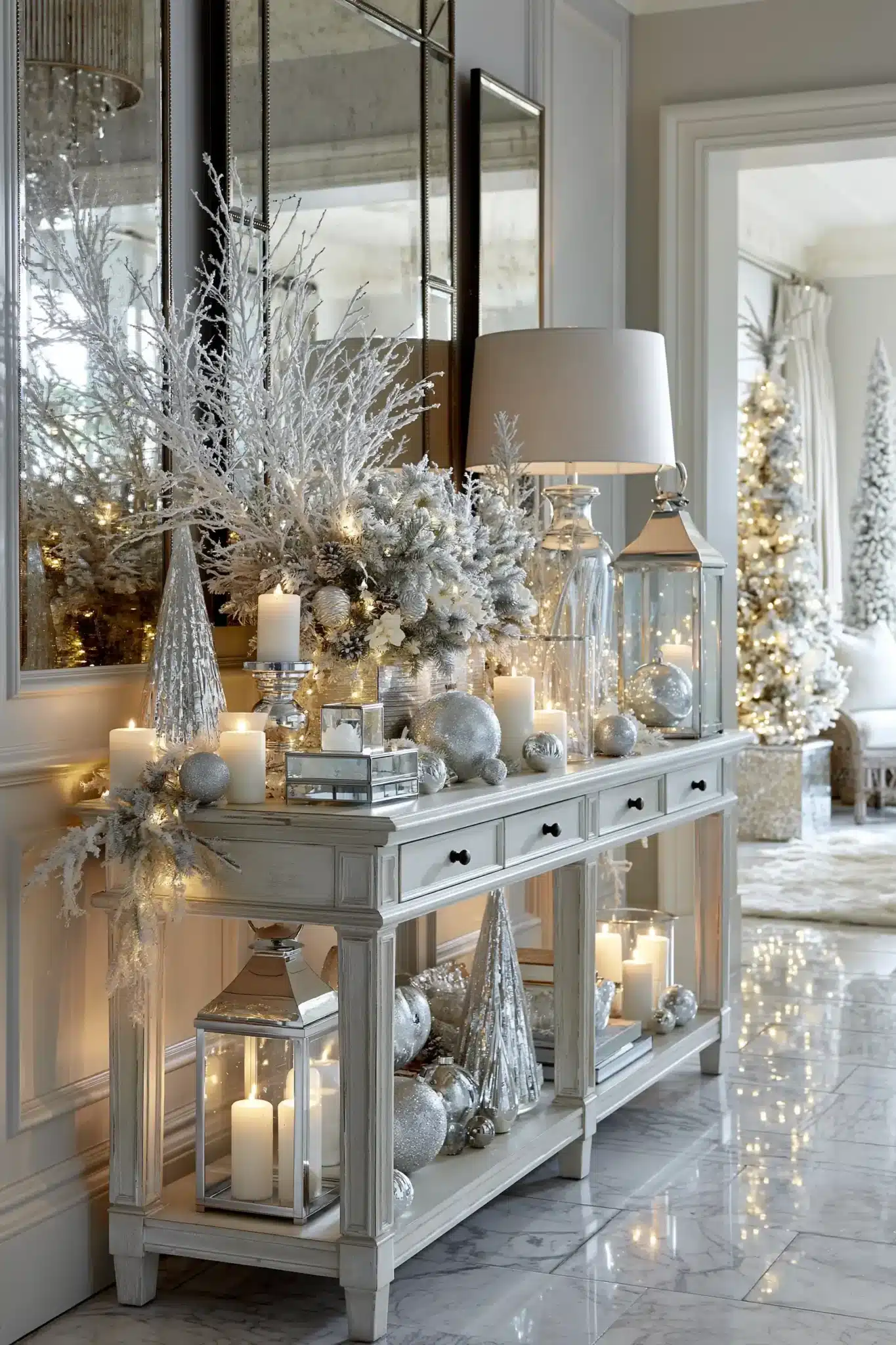 29 Christmas Entryway Table Decor Ideas That Say Hello Before Anything Else christmas entryway table decor